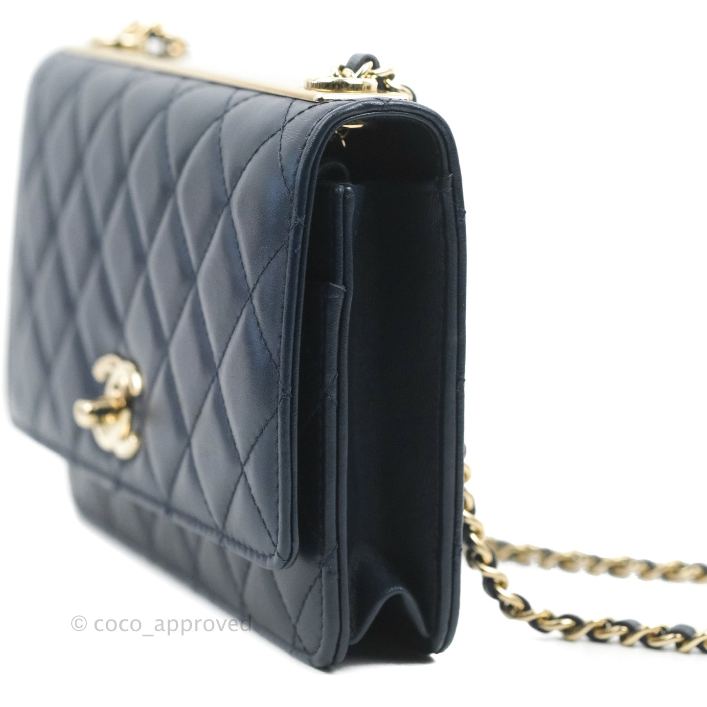 Chanel Trendy CC WOC Wallet On Chain Navy Lambskin Gold Hardware