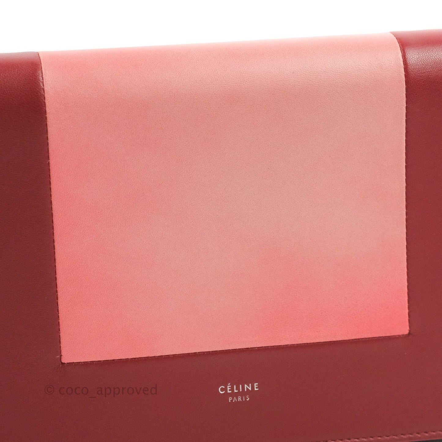 Celine Frame Evening Clutch On Chain Red Pink Smooth Lambskin Silver Hardware