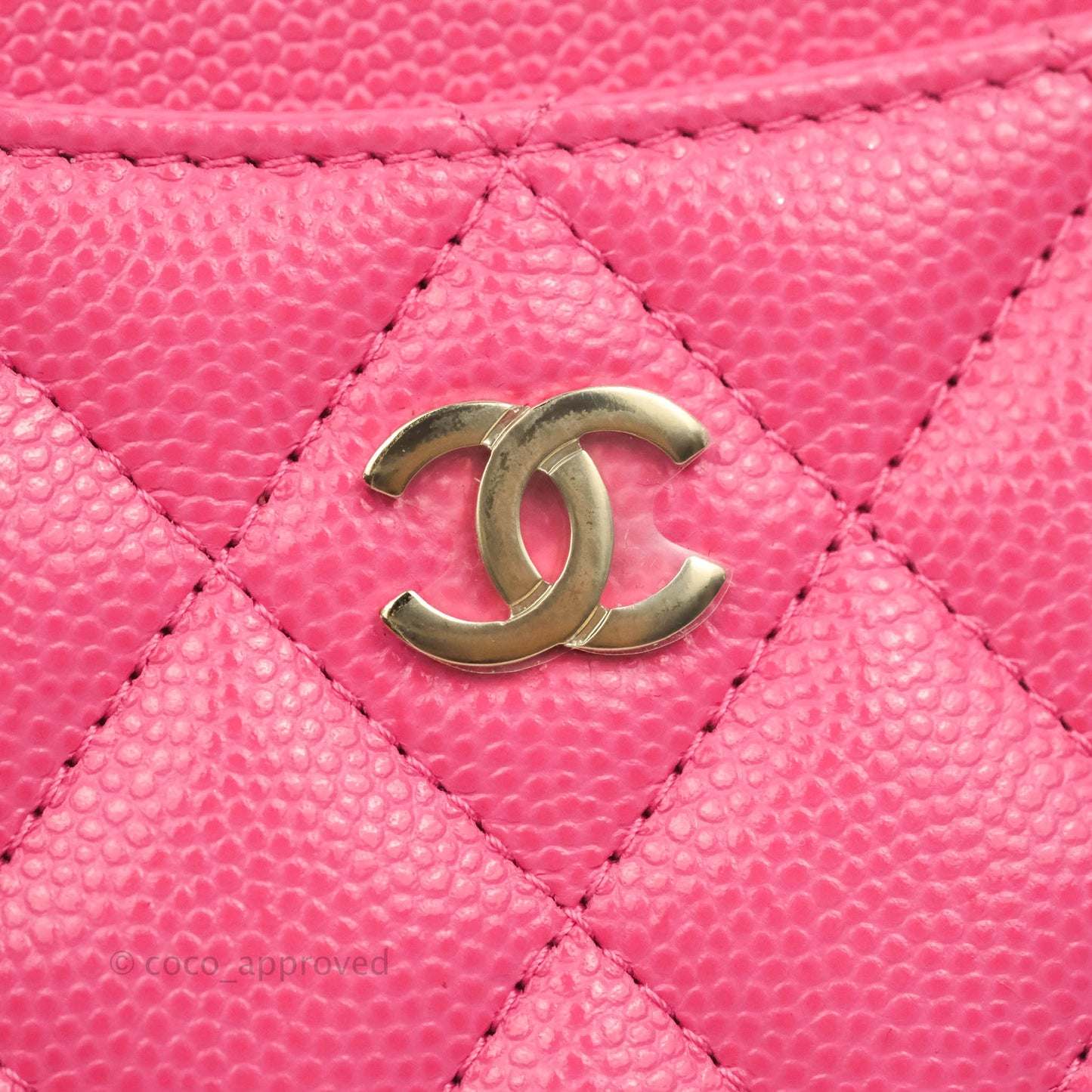 Chanel Quilted CC Zipped Card Holder Pink Caviar Gold Hardware