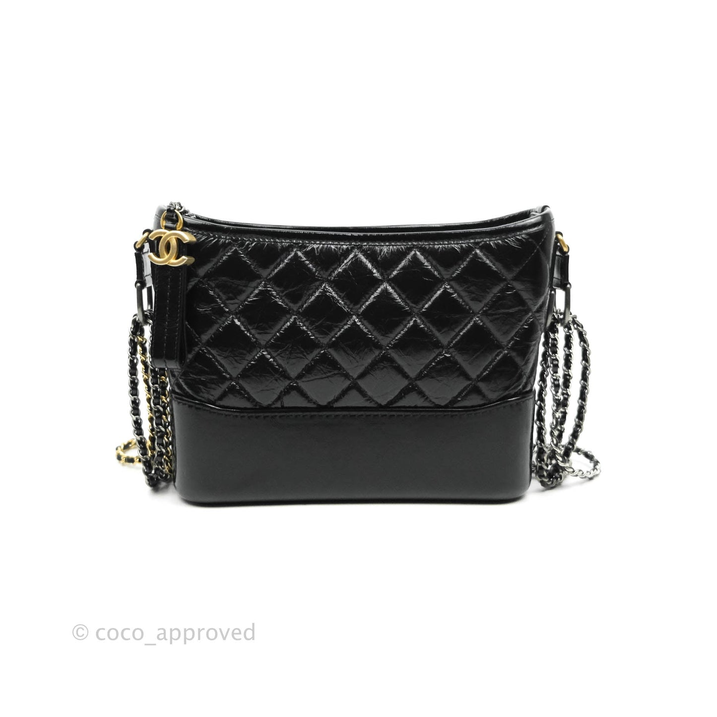 Chanel New Medium Gabrielle Hobo Black Shiny Aged Calfskin Mixed Hardware 20A