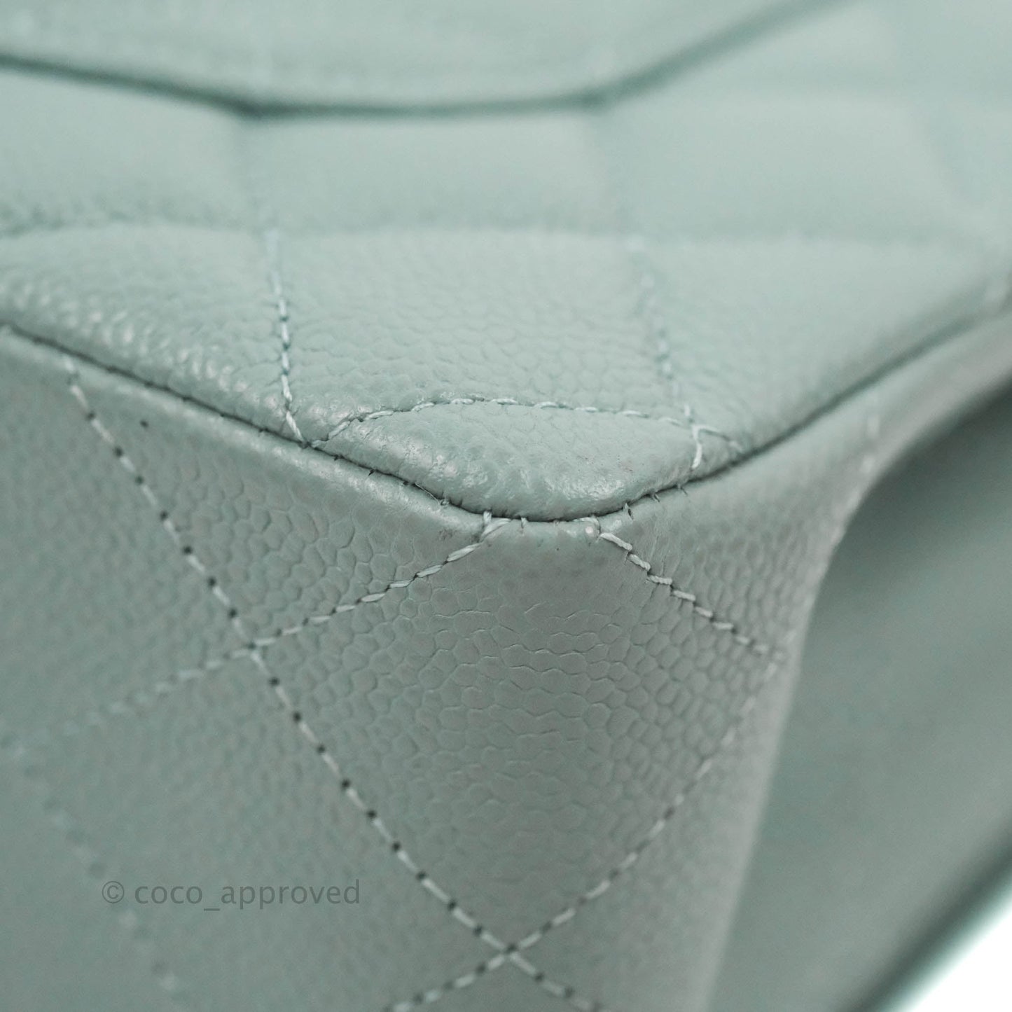 Chanel Small Classic Quilted Flap Light Blue Caviar Silver Hardware 20B