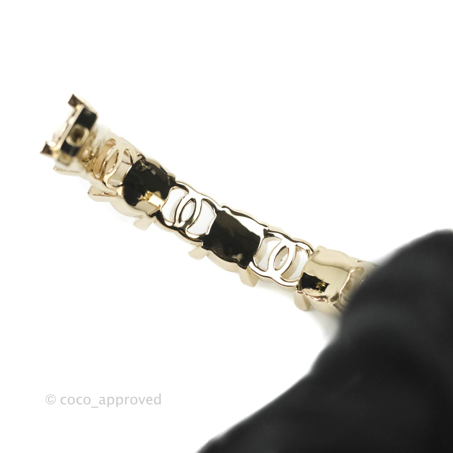 Chanel CC Crystal Pearl Bracelet Gold Tone 21A