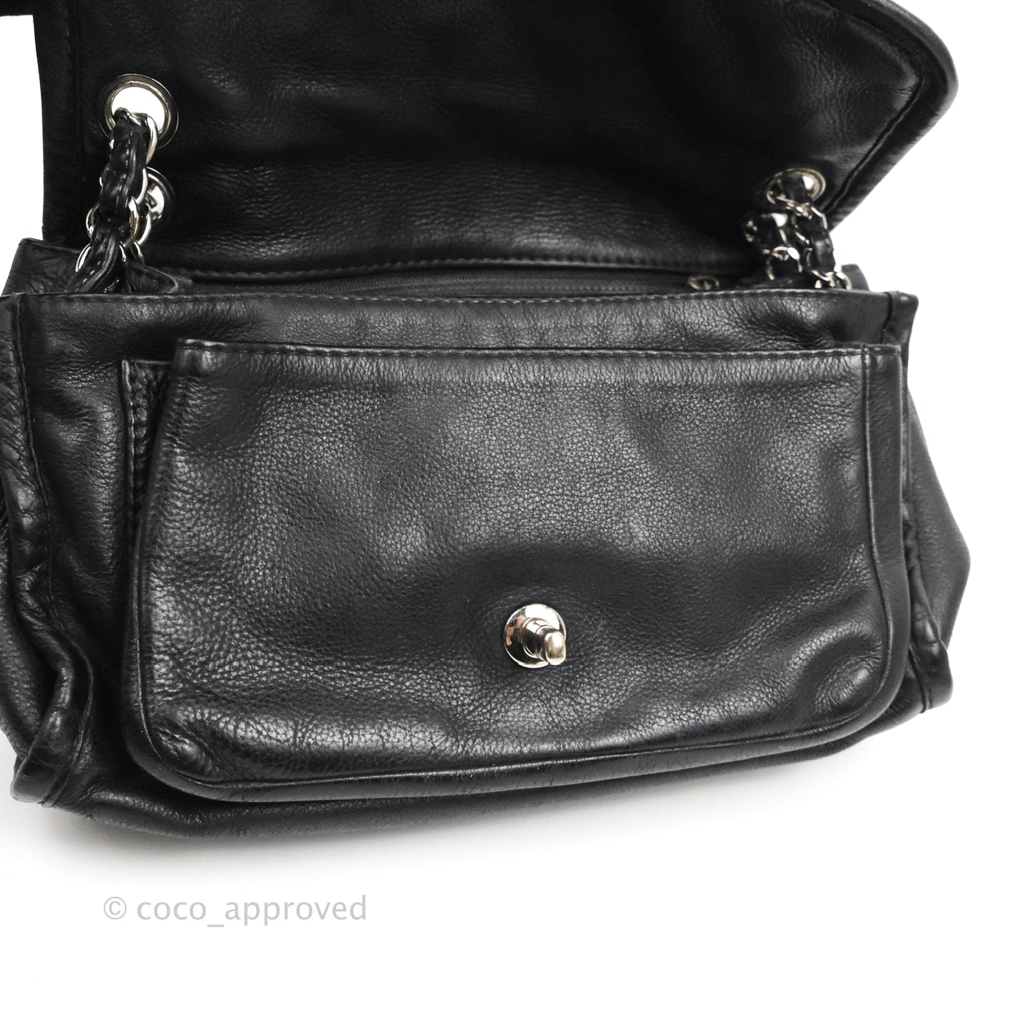 Chanel Flap Bag Black Calfskin Silver Hardware