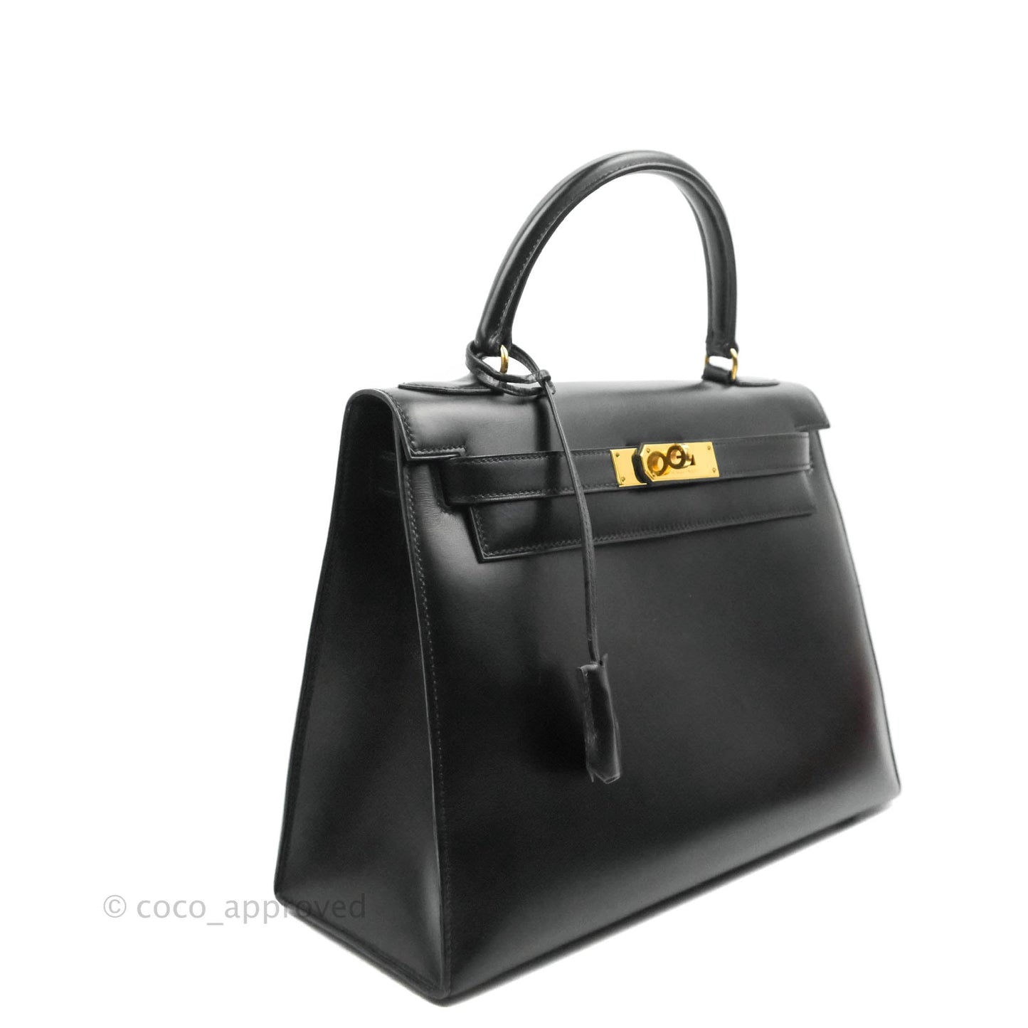 Hermès Kelly 28 Vintage Sellier Black Box Leather Gold Hardware