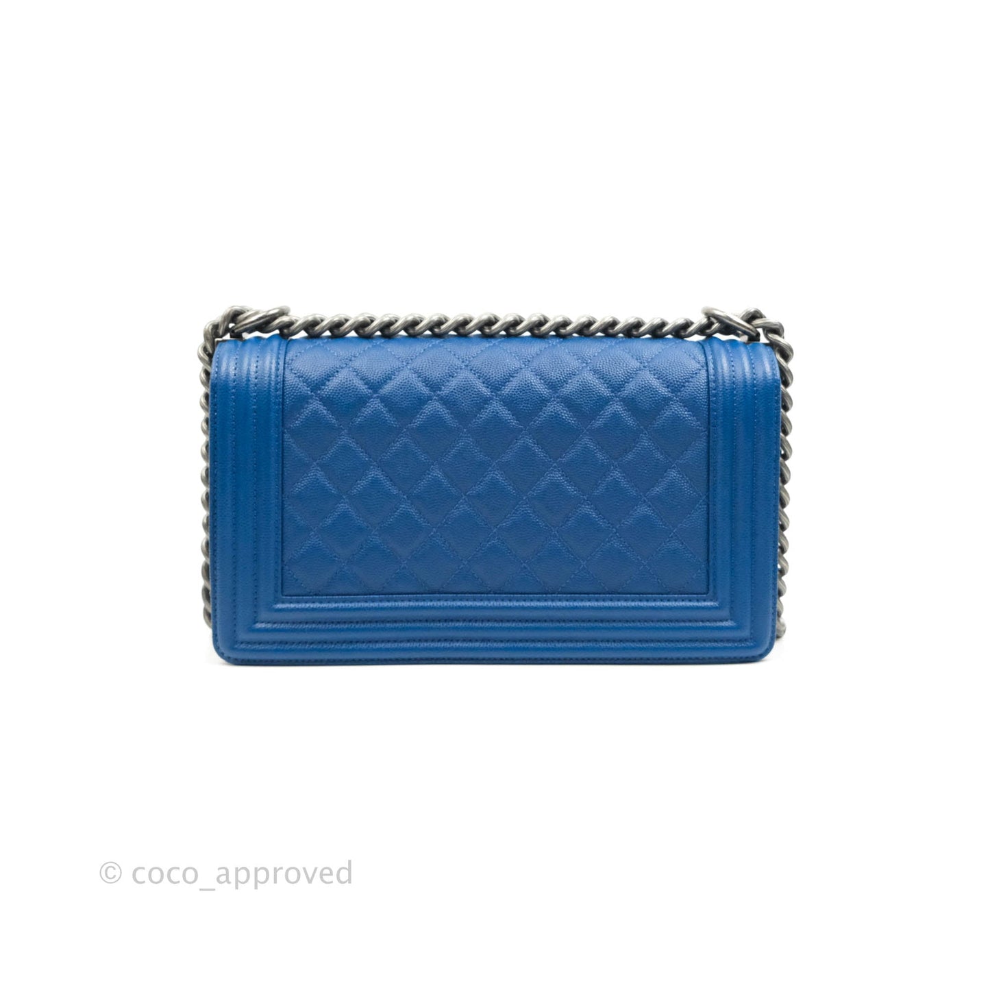 Chanel Quilted Medium Boy Blue Caviar Ruthenium Hardware