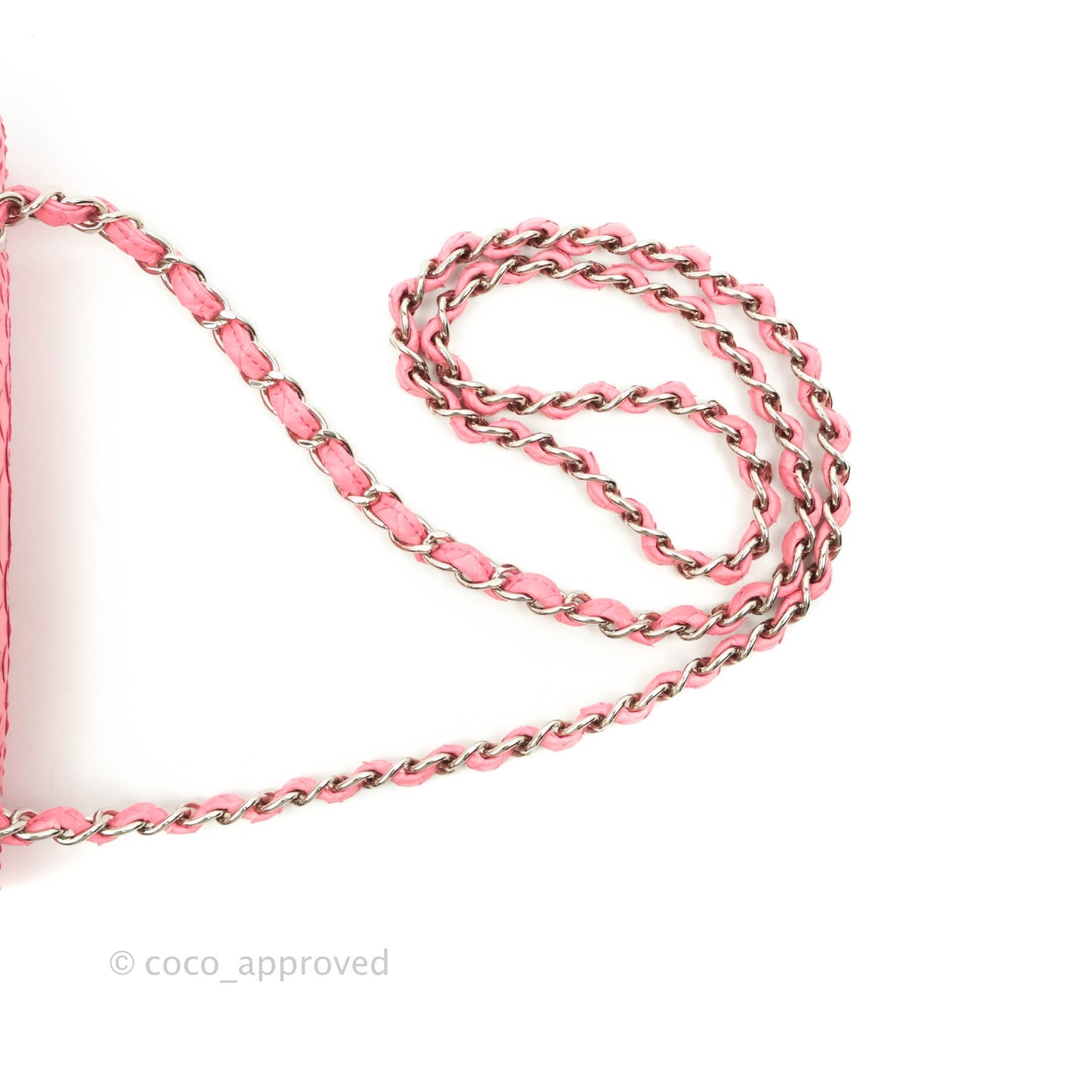 Chanel Quilted Mini Rectangular Python Pink Silver Hardware