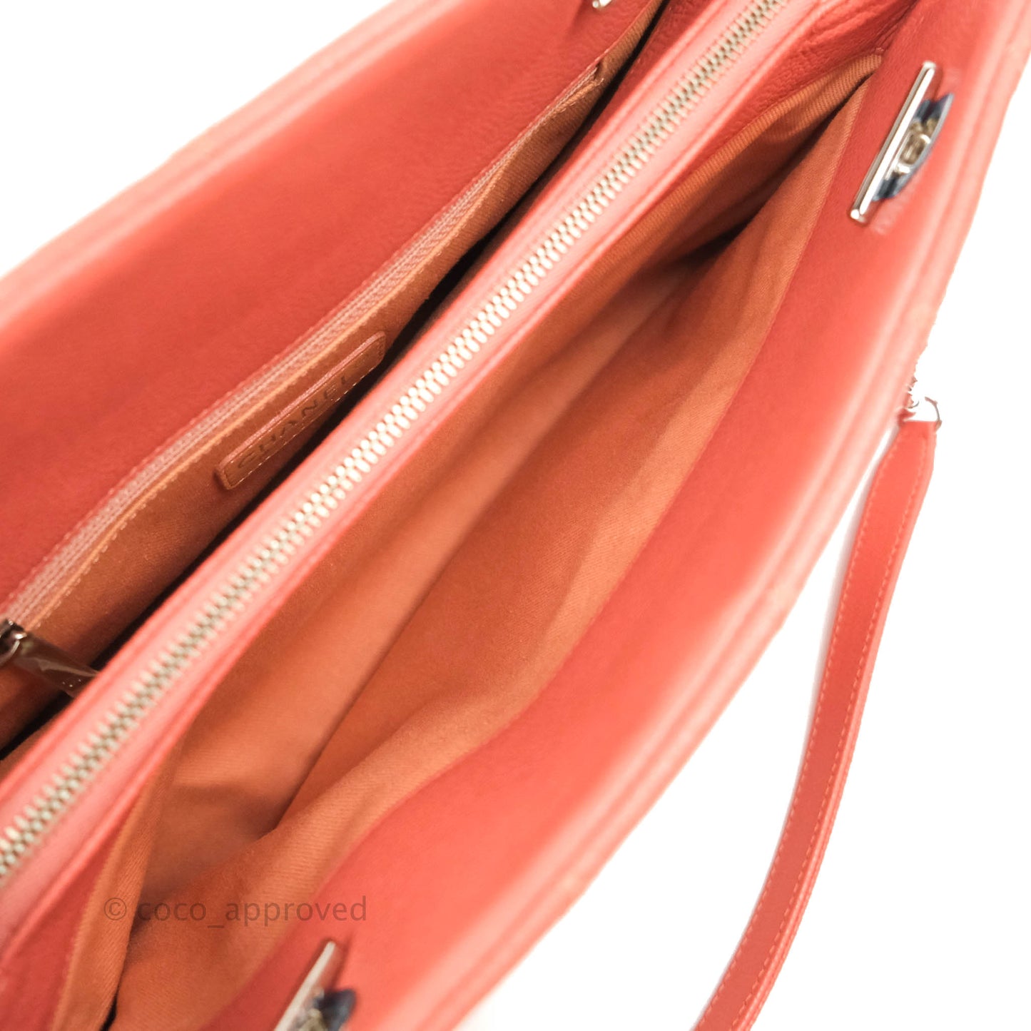 Chanel Quilted Caviar Leather Timeless CC Soft Shopping Tote Bag Coral Pink