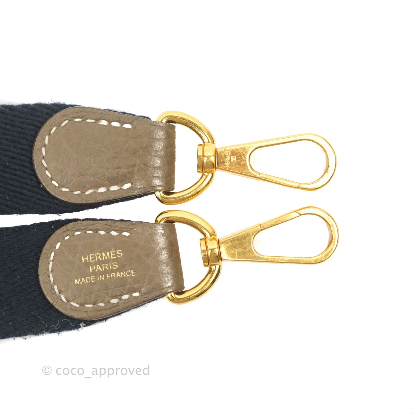 Hermès Mini Evelyne Etoupe Clemence Gold Hardware with Bleu Indigo Strap