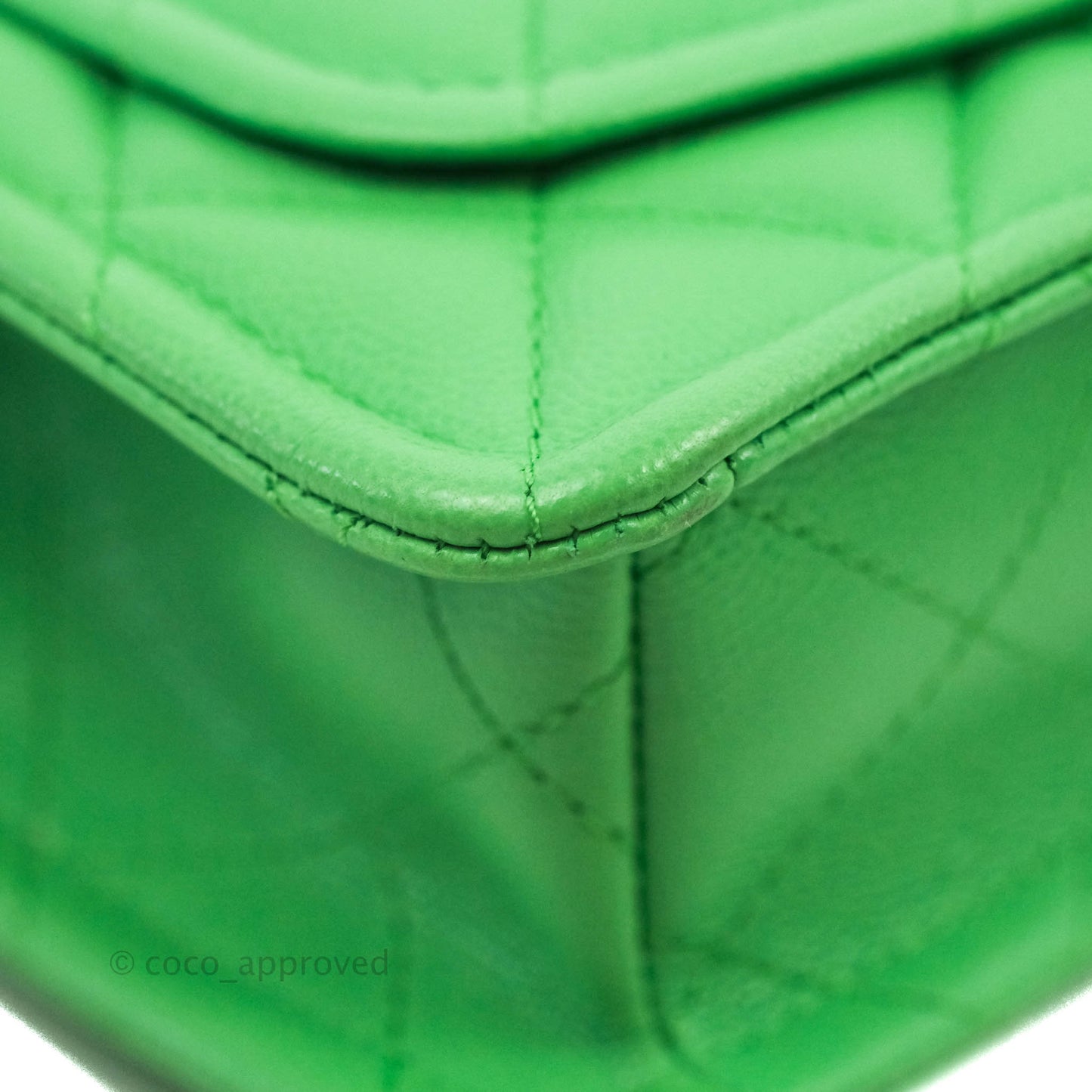Chanel Mini Square Sweet Quilted Flap Green Caviar Aged Gold Hardware 21P