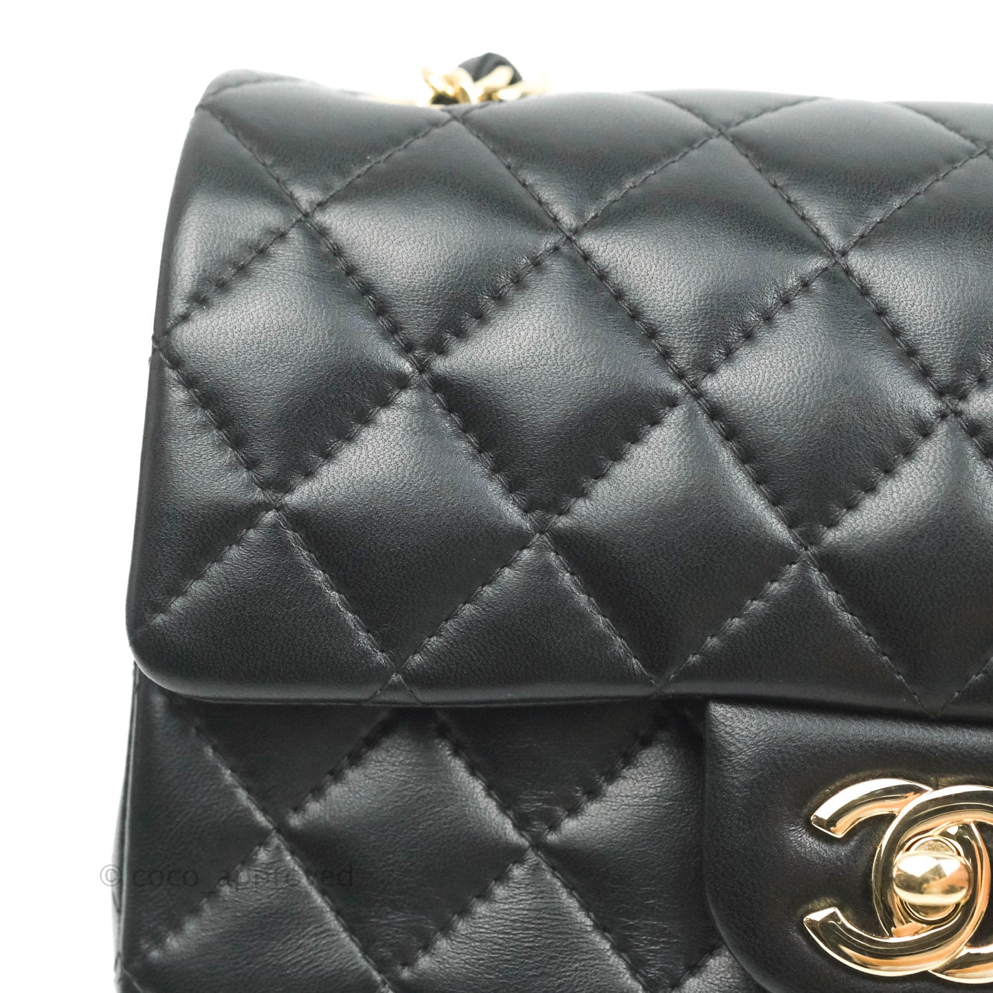 Chanel Quilted Mini Rectangular Black Lambskin Gold Hardware