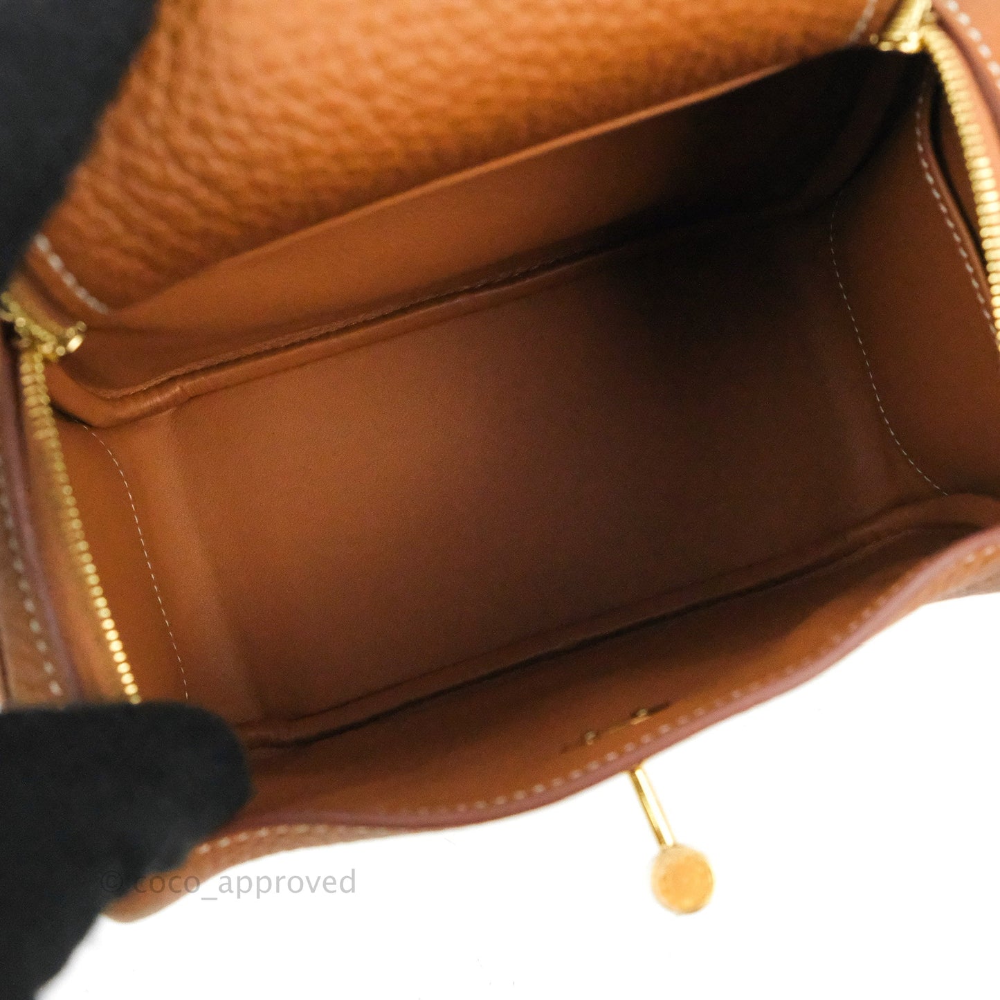 Hermès Mini Lindy 20 Gold Clemence Gold Hardware