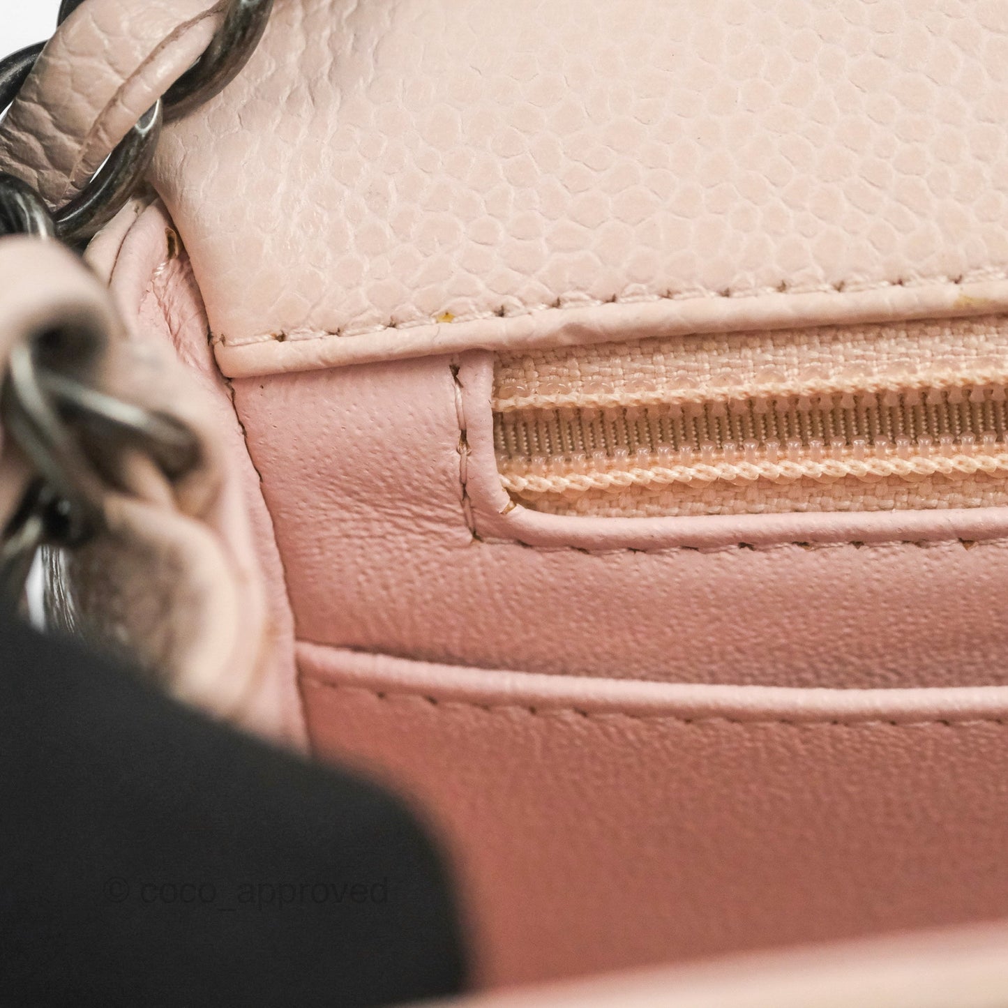 Chanel Quilted Mini Square Sakura Pink Caviar Ruthenium Hardware