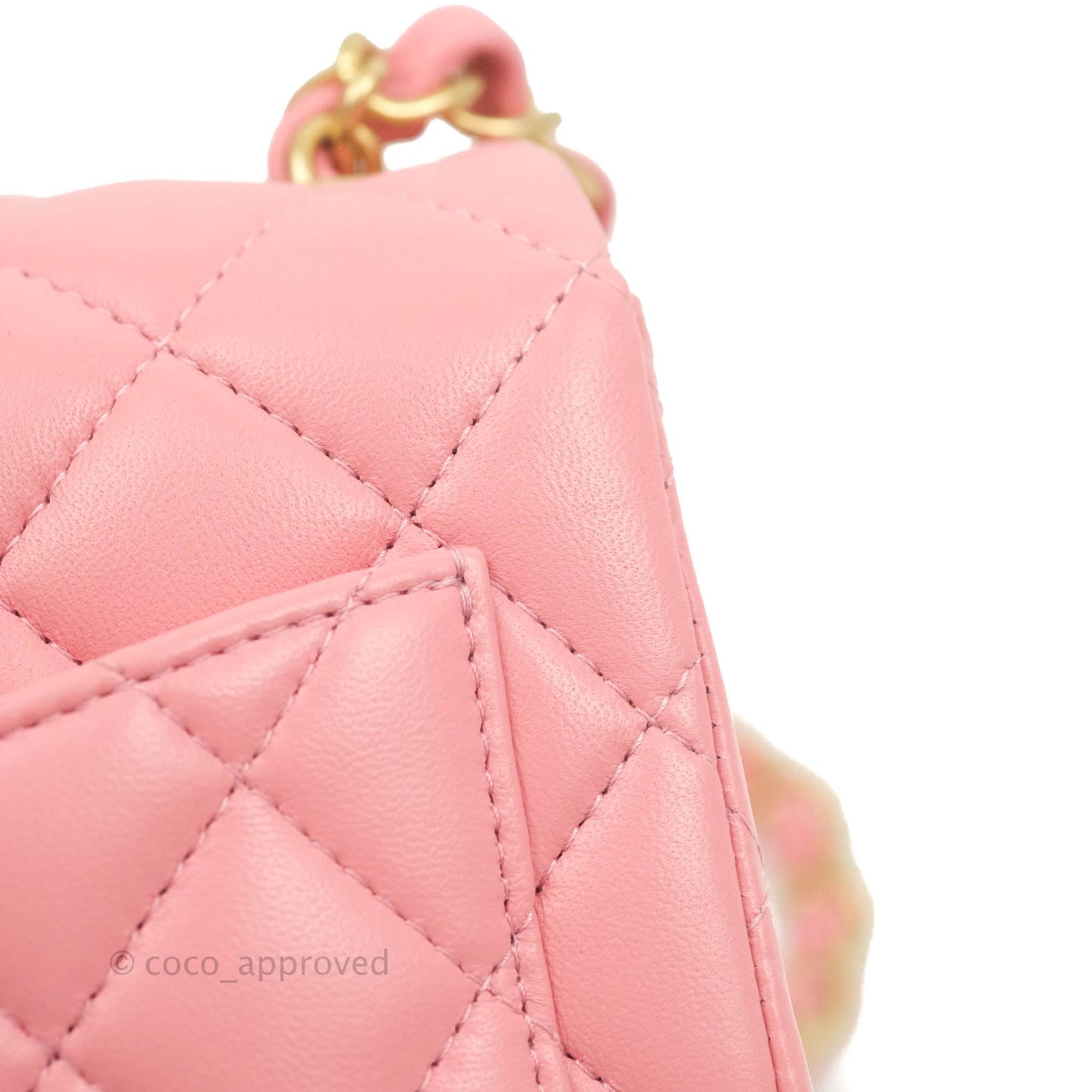 Chanel Mini Square Pink Lambskin Aged Gold Hardware