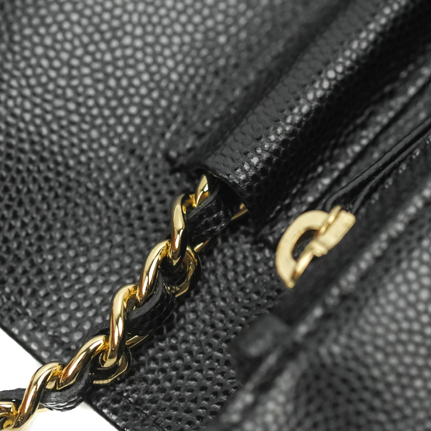 Chanel Quilted WOC Black Caviar Gold Hardware With Charms