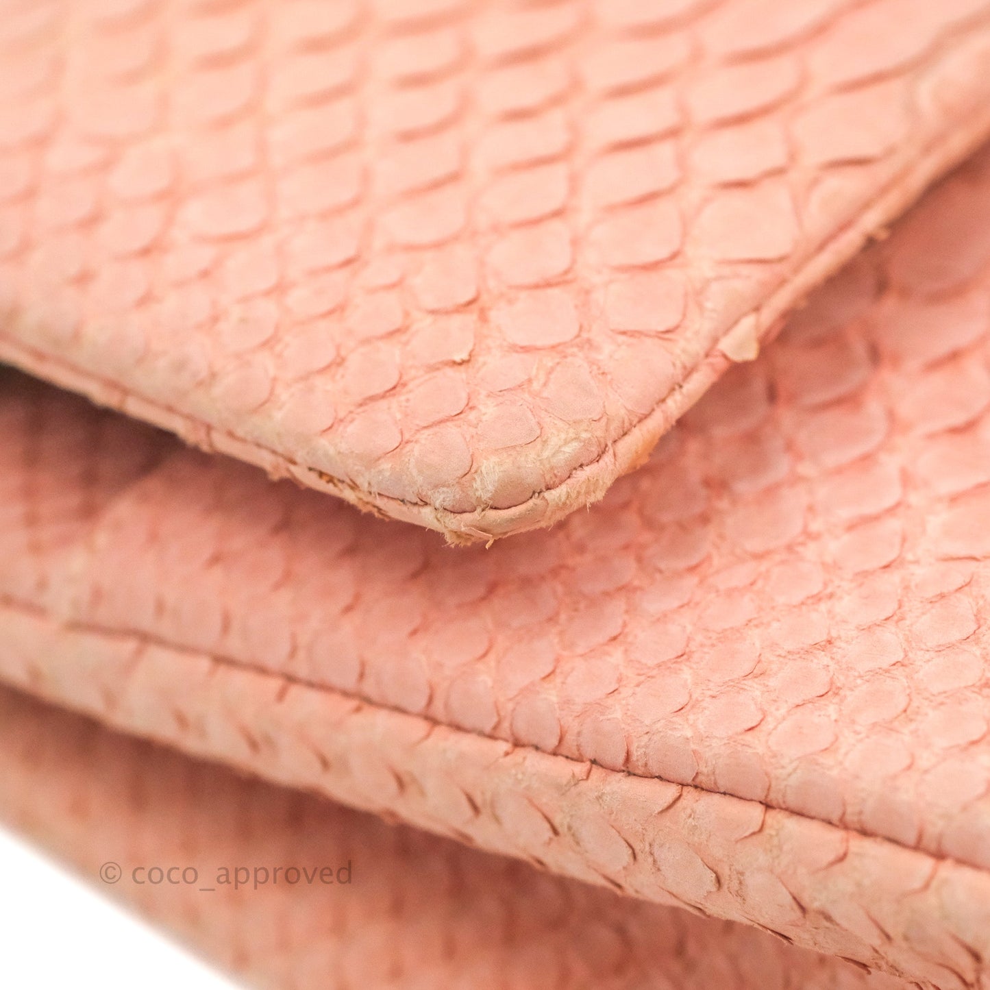 Chanel Classic M/L Medium Flap Quilted Pink Python Silver Hardware