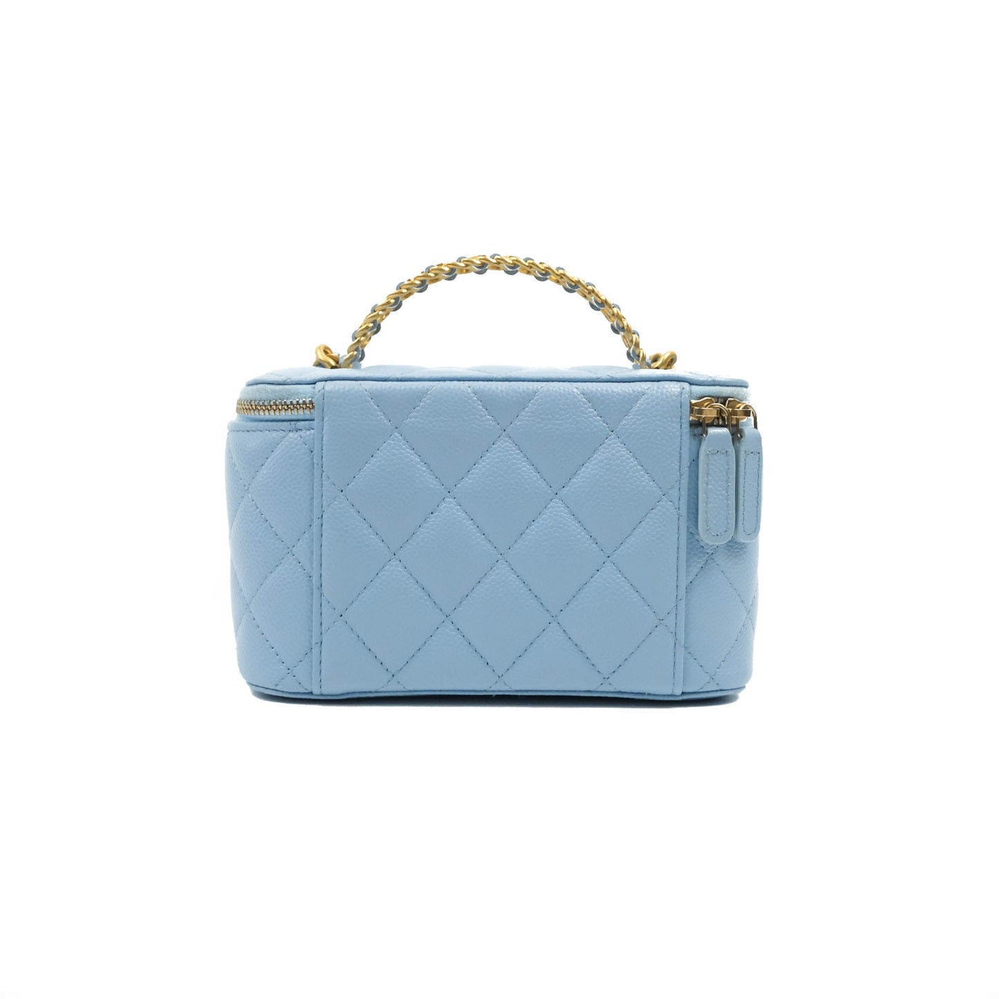 Chanel Vanity Rectangular with Top Handle Pick Me Up Blue Caviar Aged Gold Hardware 22S