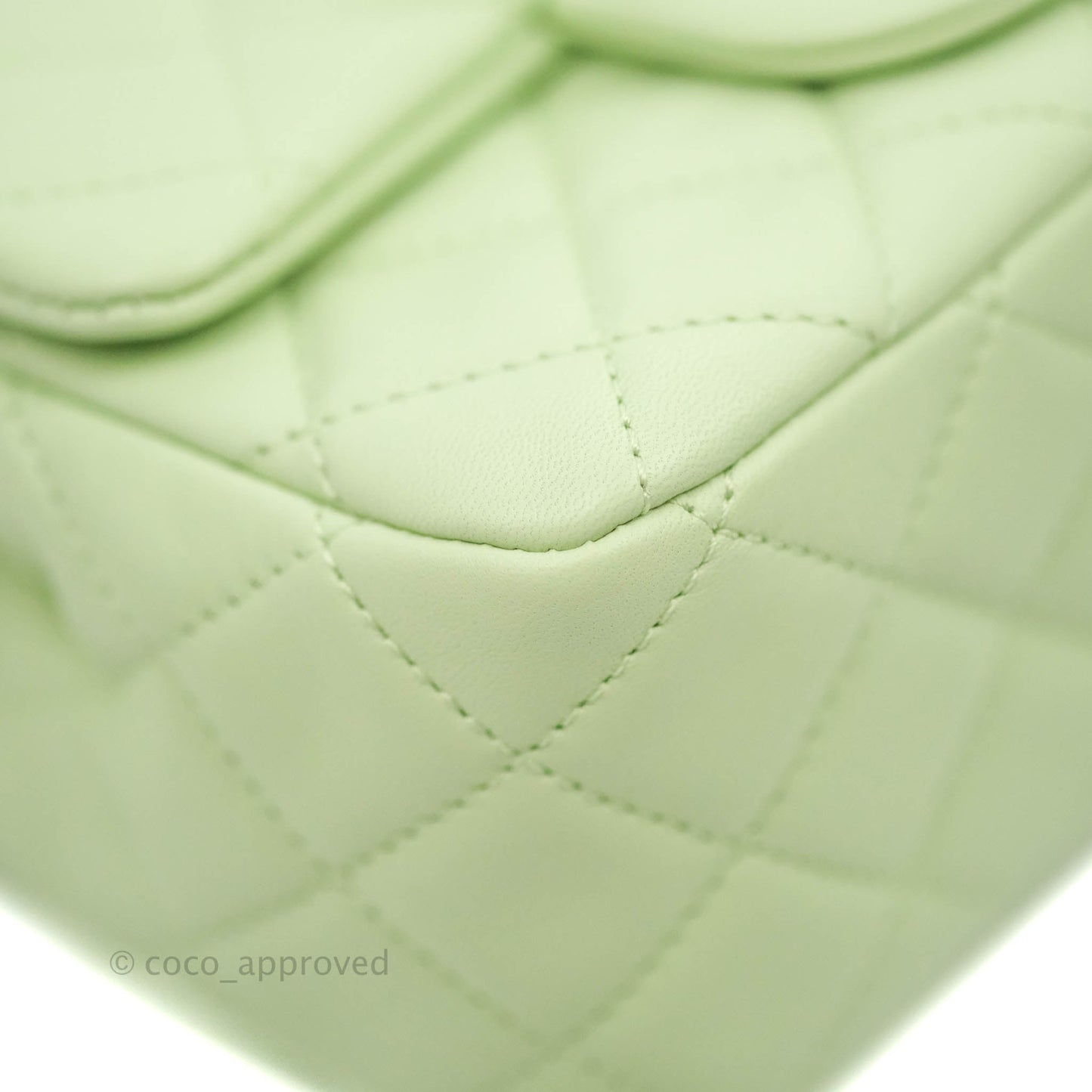 Chanel Pearl Crush Mini Square Quilted Avocado Green Lambskin Aged Gold Hardware