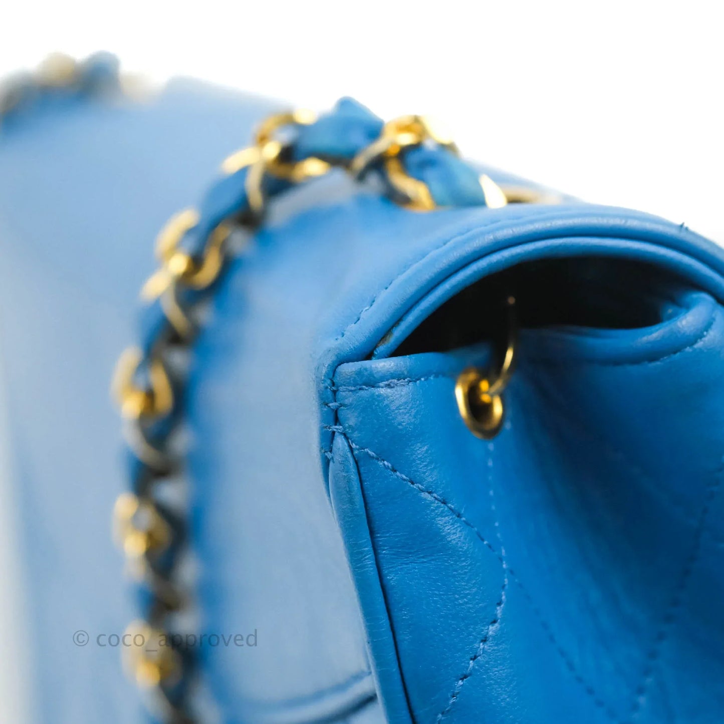 Chanel Vintage Trapezoid Flap Bag Blue Lambskin 24K Gold Hardware