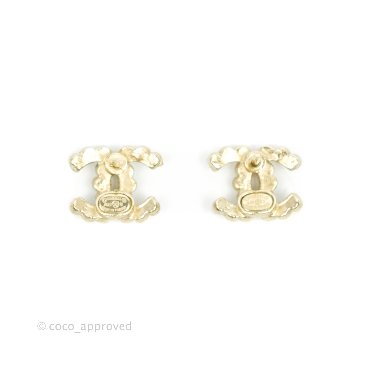 Chanel Small Pearl CC Earrings Gold Tone 20B