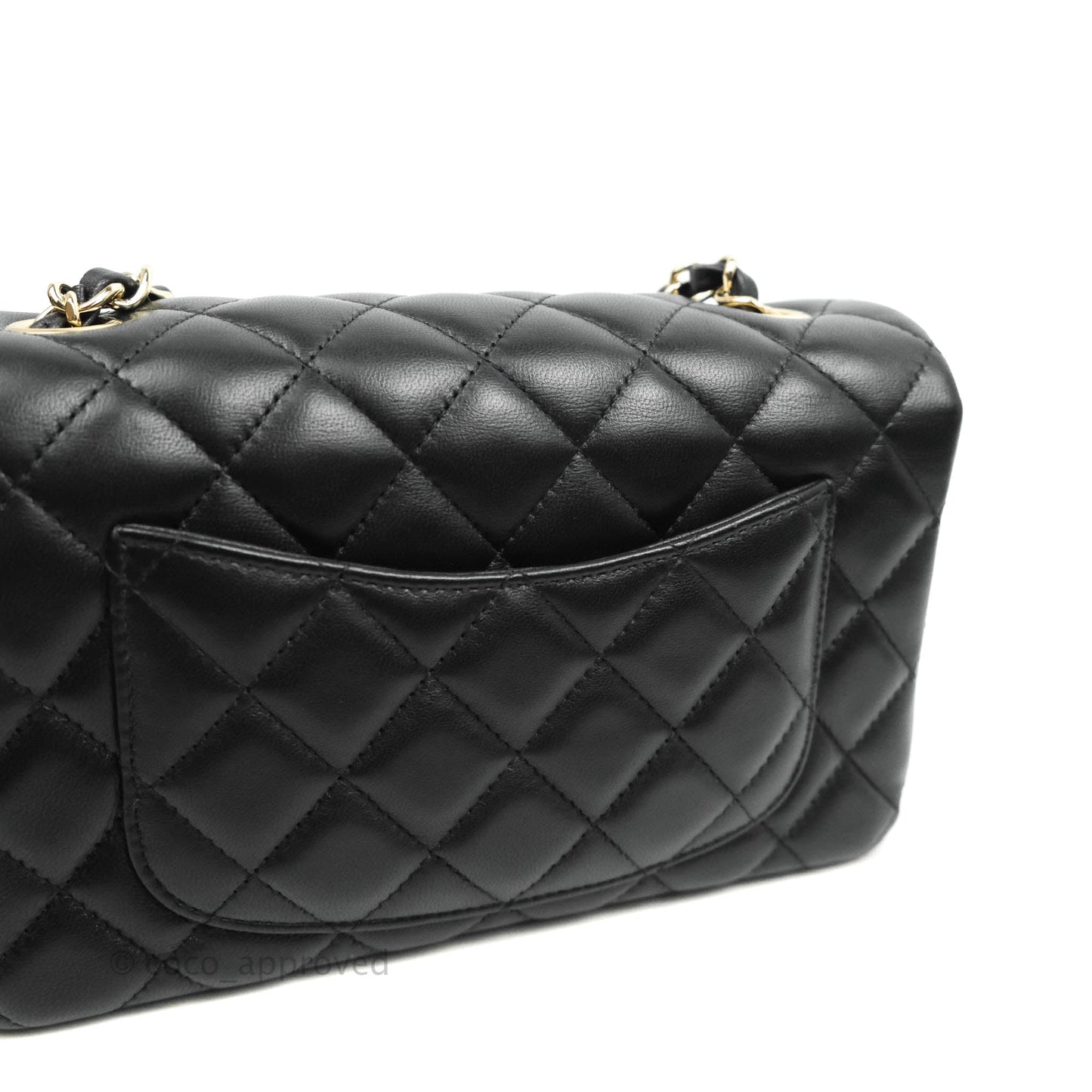 Chanel Quilted Mini Rectangular Flap Black Lambskin Gold Hardware