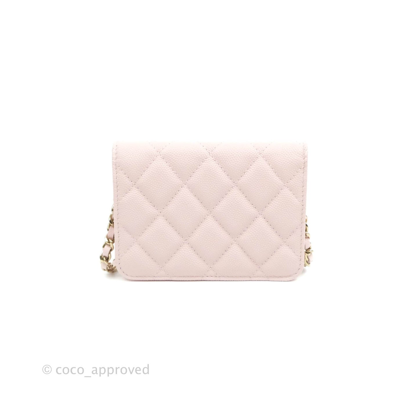 Chanel Mini Wallet With Chain Light Pink Caviar Gold Hardware