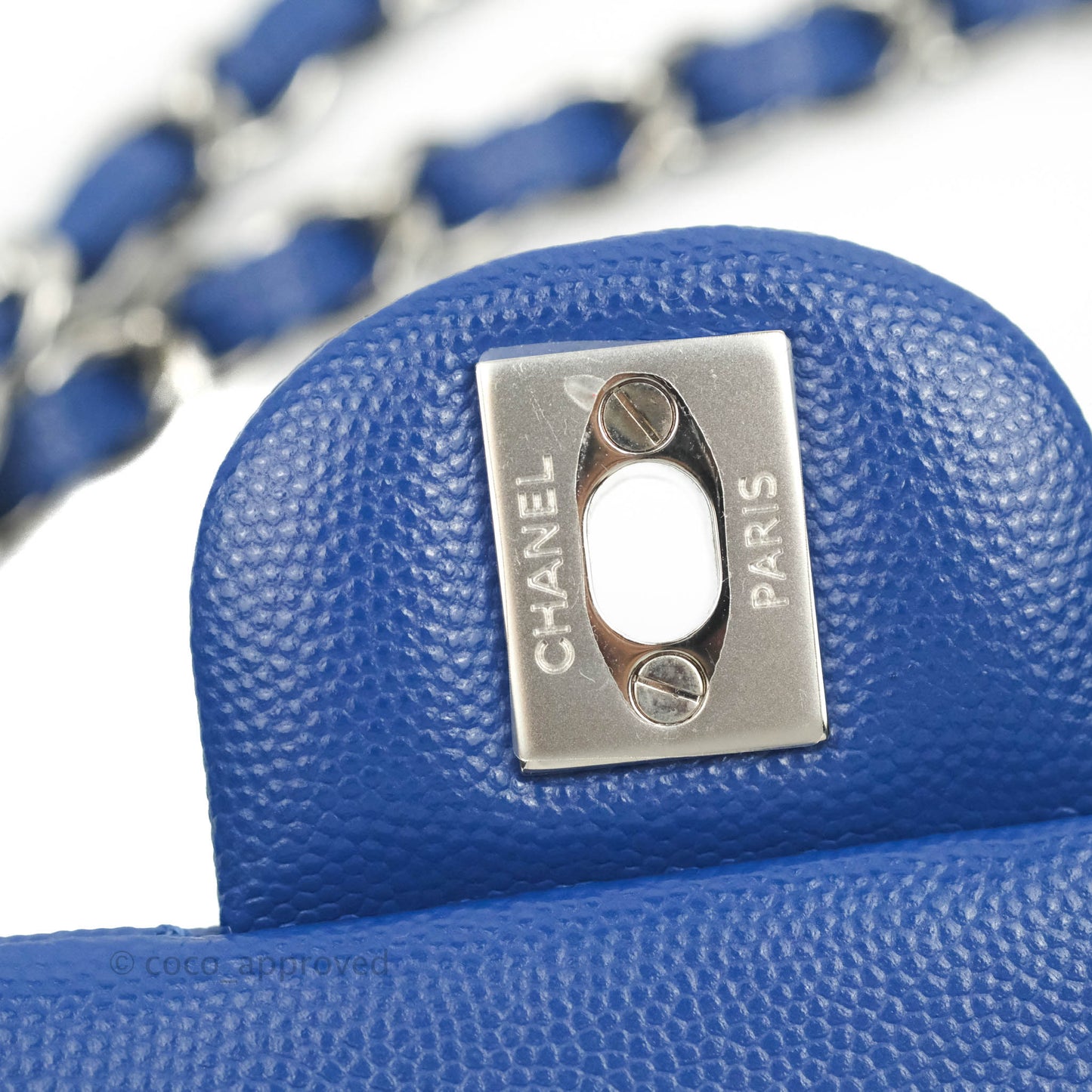 Chanel Small Classic Quilted Flap Blue Caviar Silver Hardware