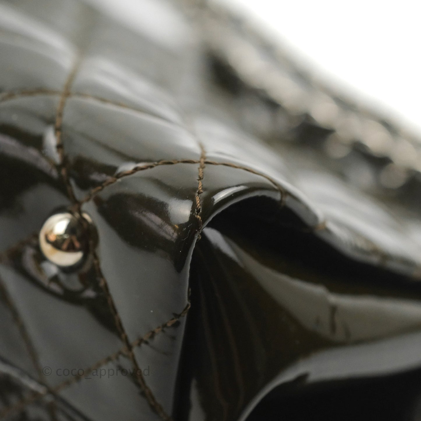 Chanel CC Tote Quilted Dark Green Patent Silver Hardware