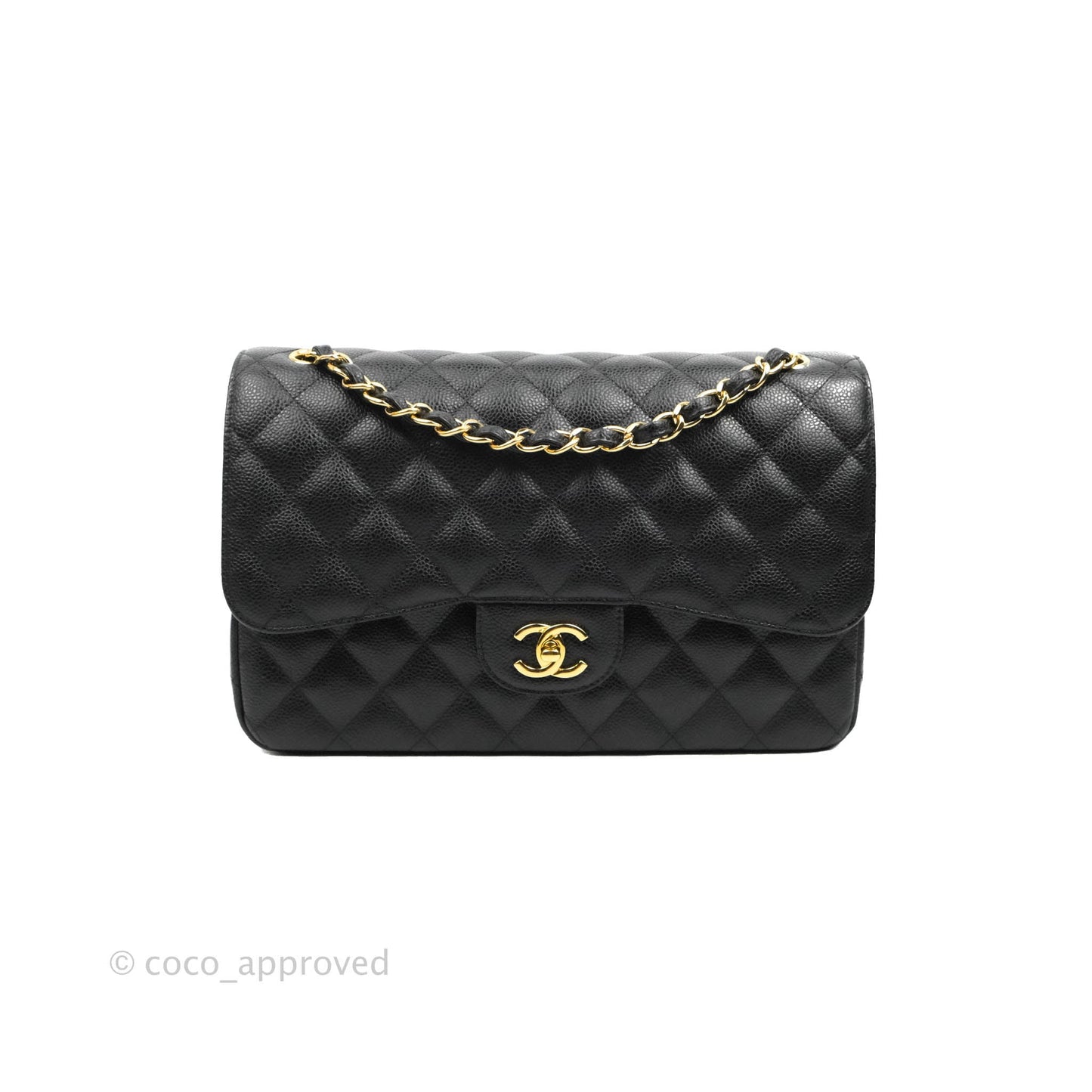 Chanel Jumbo Double Flap Black Caviar Gold Hardware⁣⁣