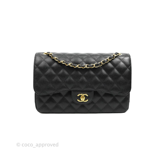 Chanel Jumbo Double Flap Black Caviar Gold Hardware⁣⁣