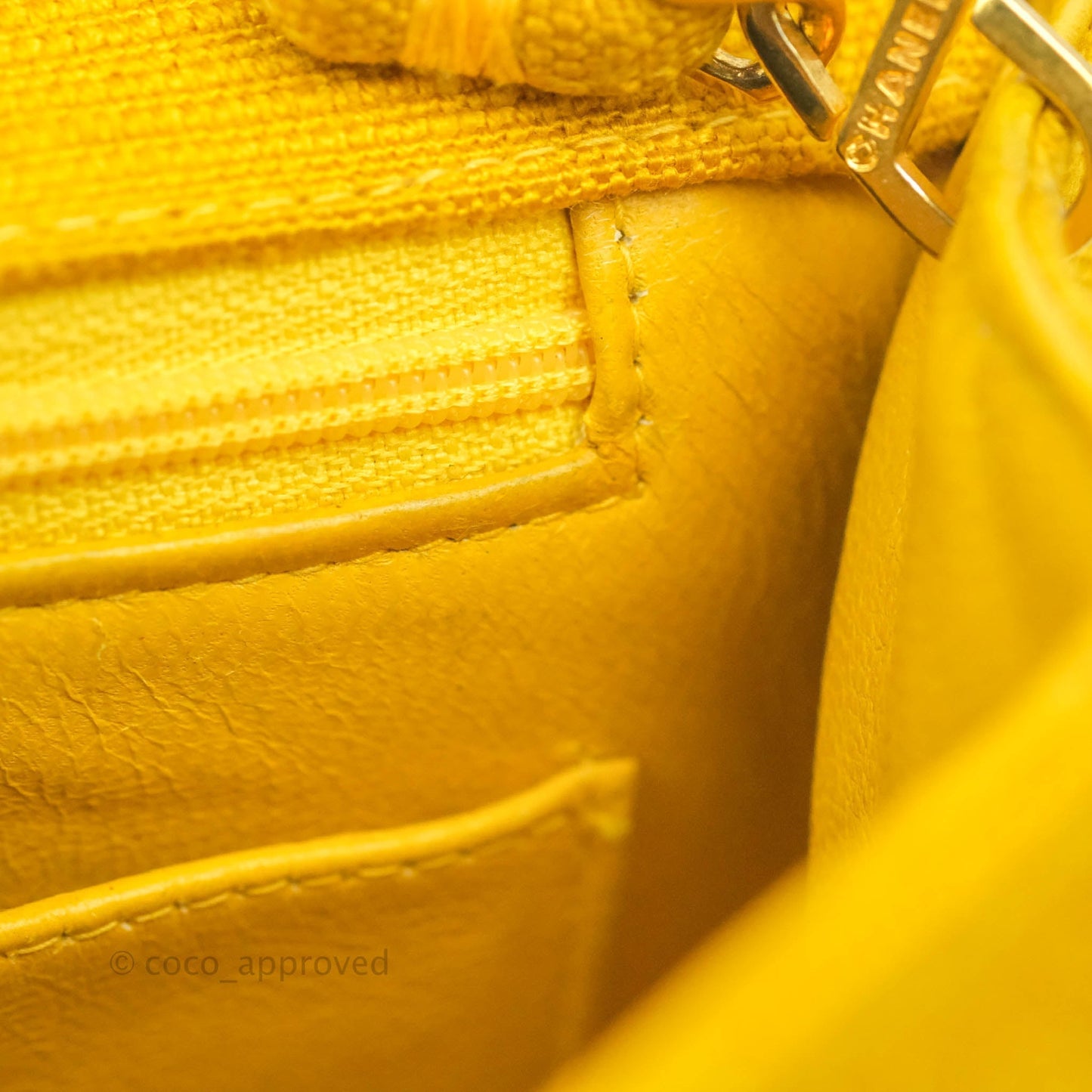 Chanel Vintage Small Classic Diana Flap Bag Yellow Linen Fabric 24K Gold Hardware