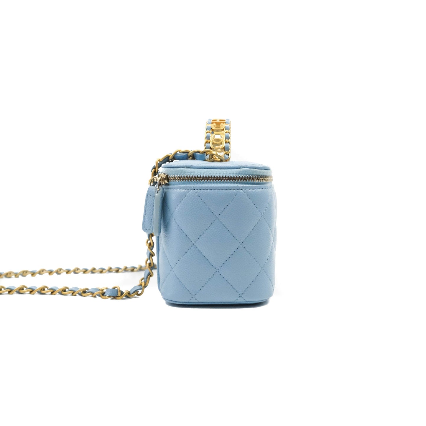 Chanel Vanity Rectangular with Top Handle Pick Me Up Blue Caviar Aged Gold Hardware 22S