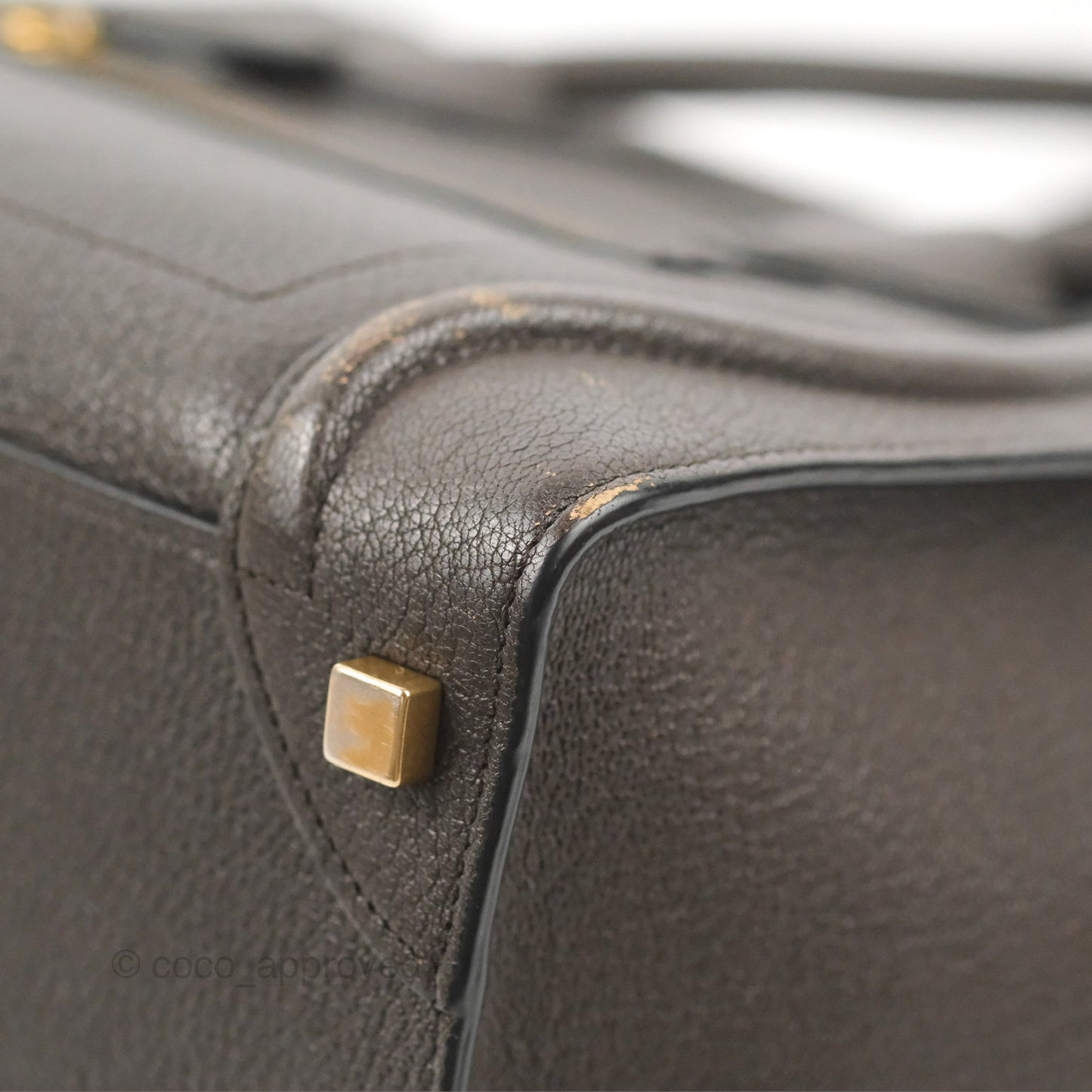 Celine Micro Luggage Handbag Dark Brown Grained Calfskin