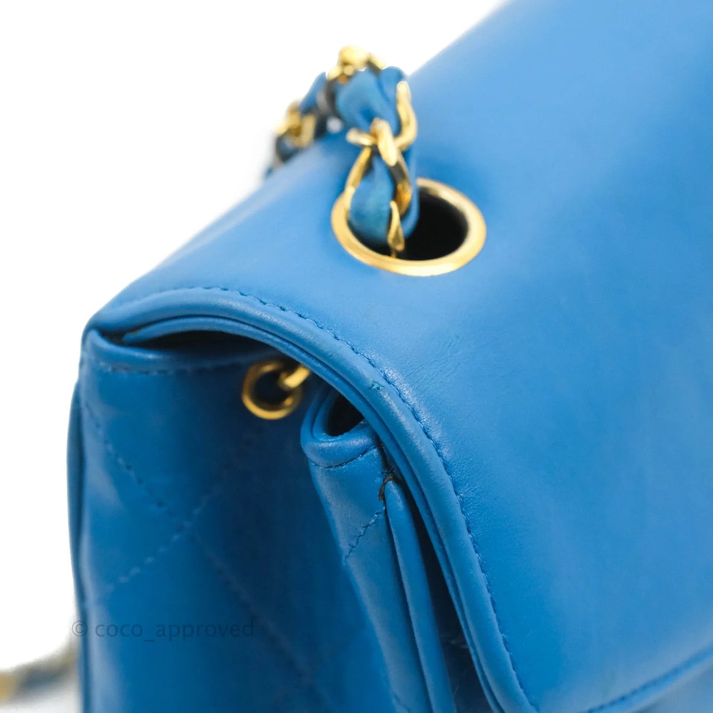 Chanel Vintage Trapezoid Flap Bag Blue Lambskin 24K Gold Hardware
