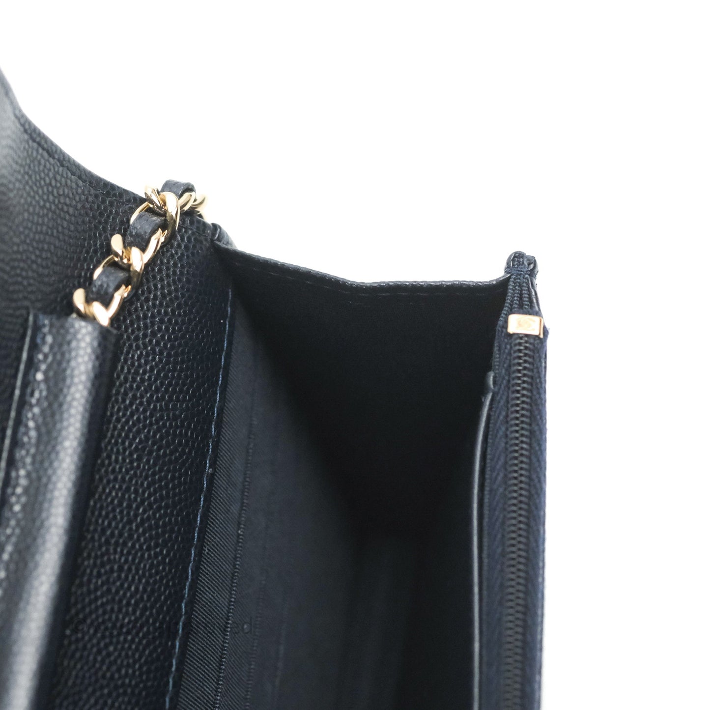 Chanel Quilted Classic Wallet on Chain WOC Navy Caviar Gold Hardware