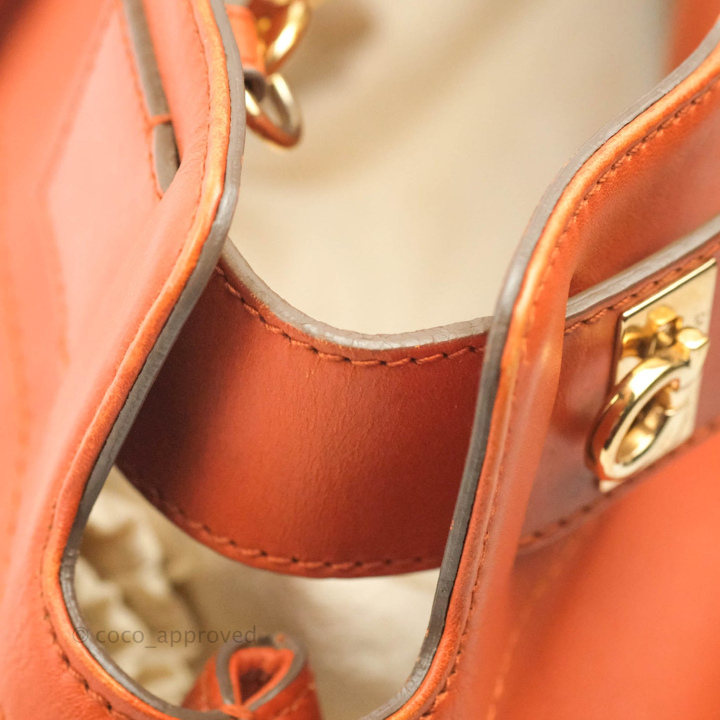 Salvatore Ferragamo Orange Top Handle Bag With Strap