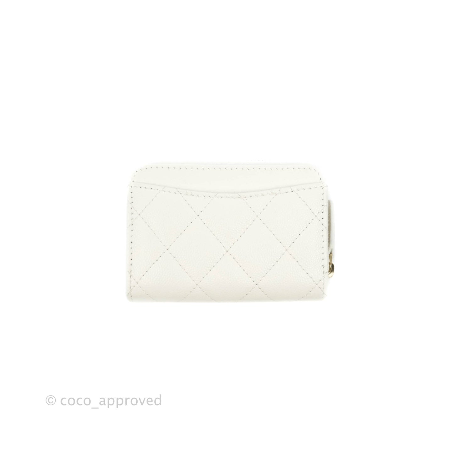 Chanel Classic Zipped Coin Purse White Caviar Gold Hardware