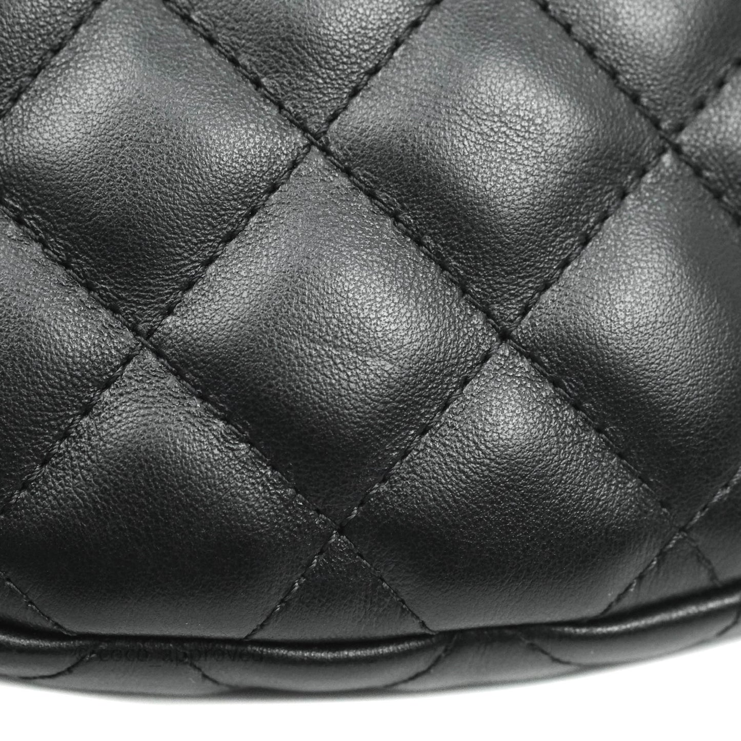 Chanel Quilted Belt Bum Bag Black Calfskin Silver Hardware (Uniform)