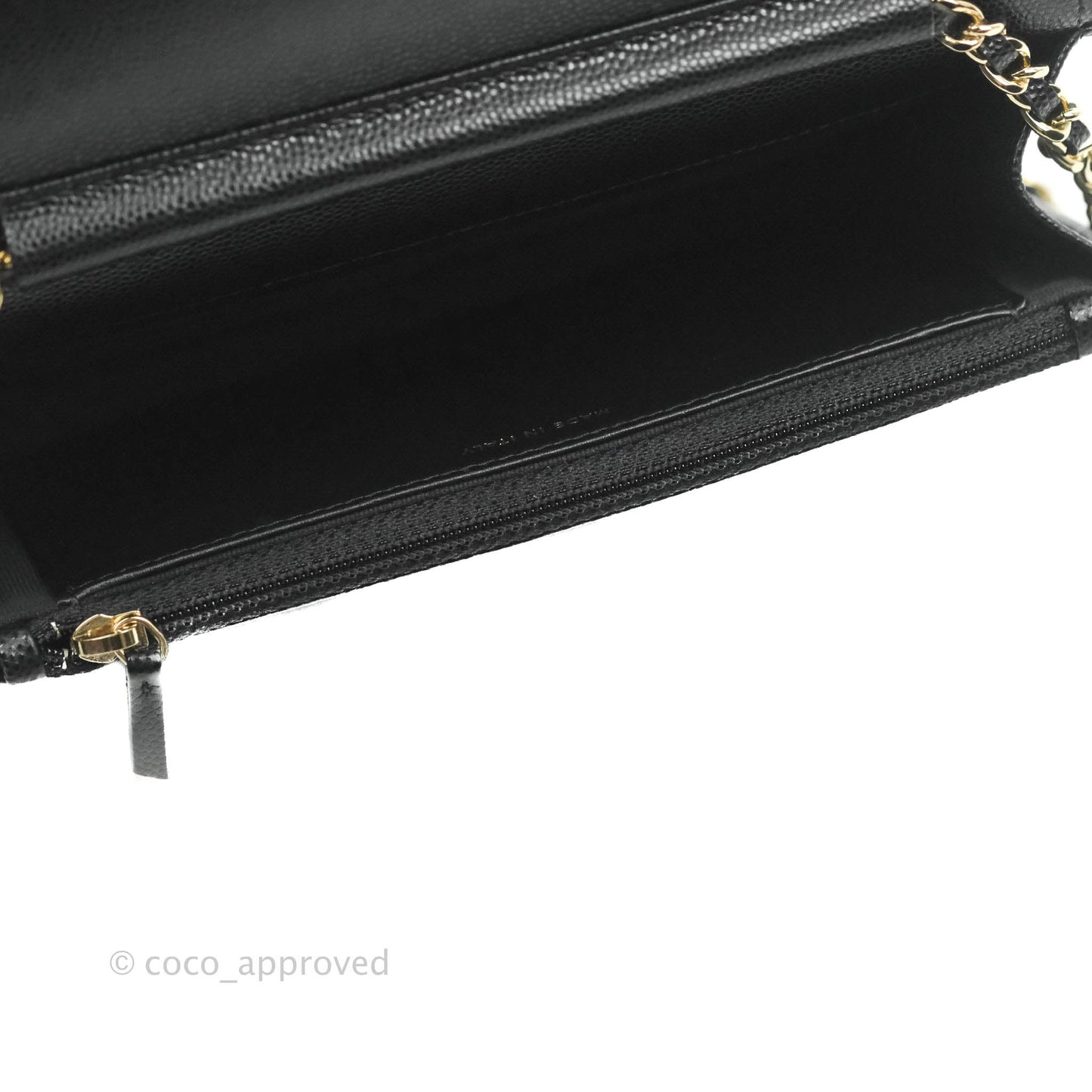 Chanel Quilted WOC Black Caviar Gold Hardware With Charms