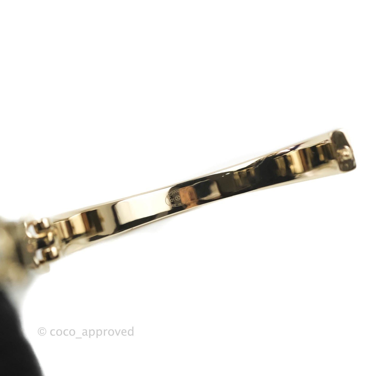Chanel CC Crystal Pearl Bracelet Gold Tone 21A