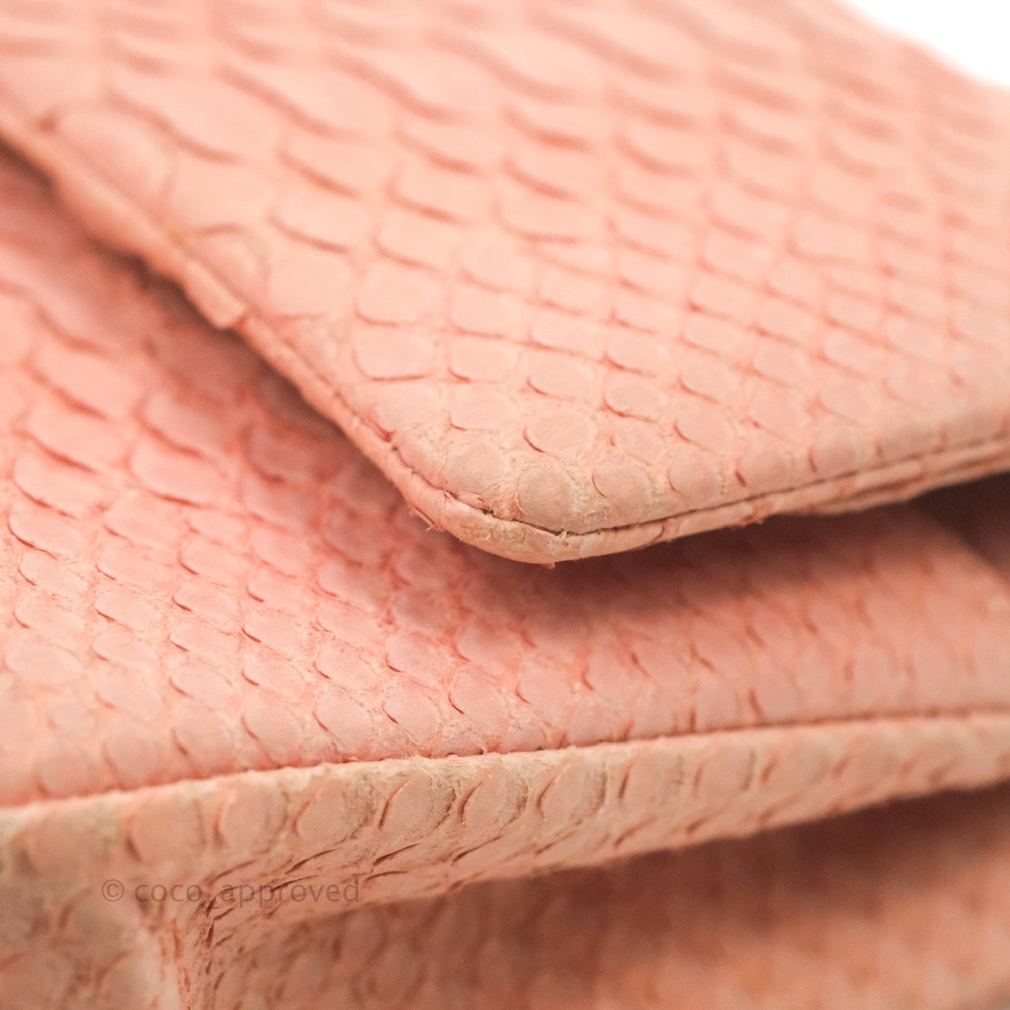 Chanel Classic M/L Medium Flap Quilted Pink Python Silver Hardware