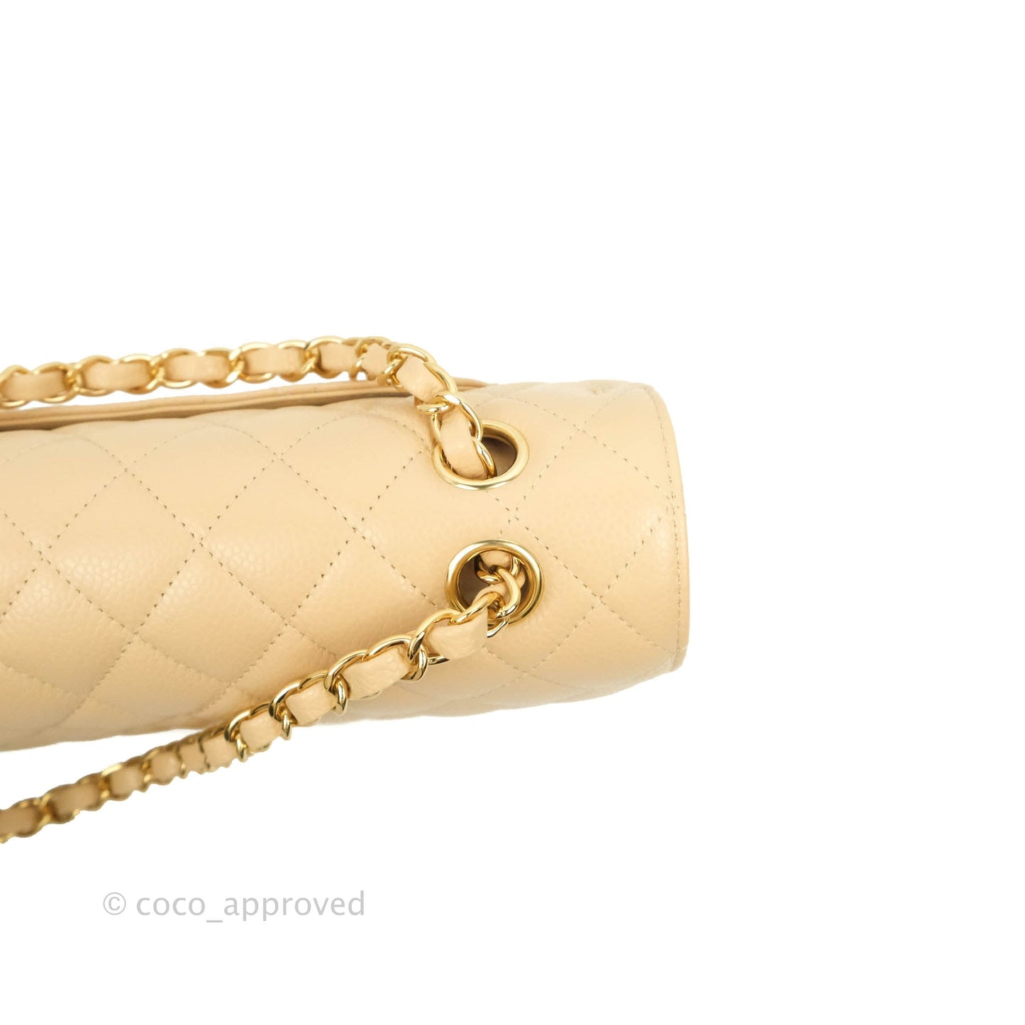 Chanel S/M Small Classic Quilted Flap Beige Caviar Gold Hardware