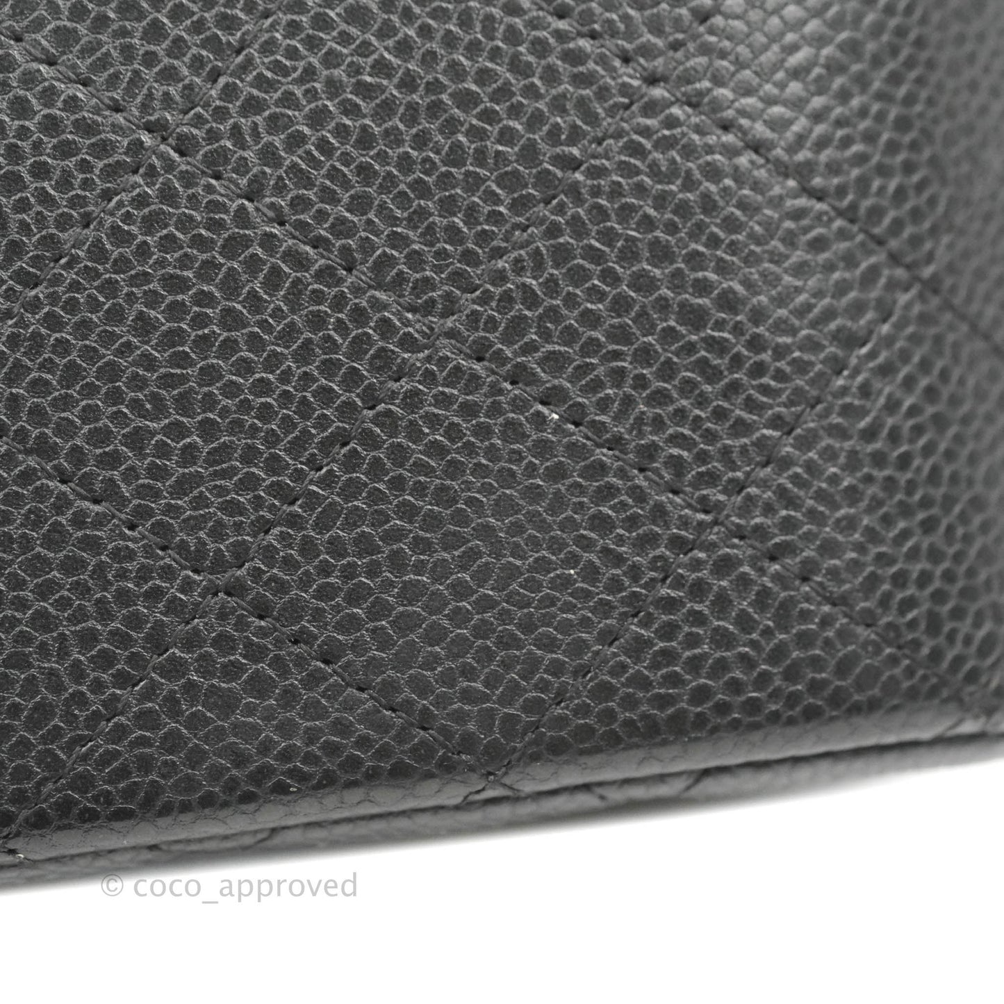 Chanel Quilted Mini Square Flap Bag Pearly Black Caviar Matte Gold Hardware