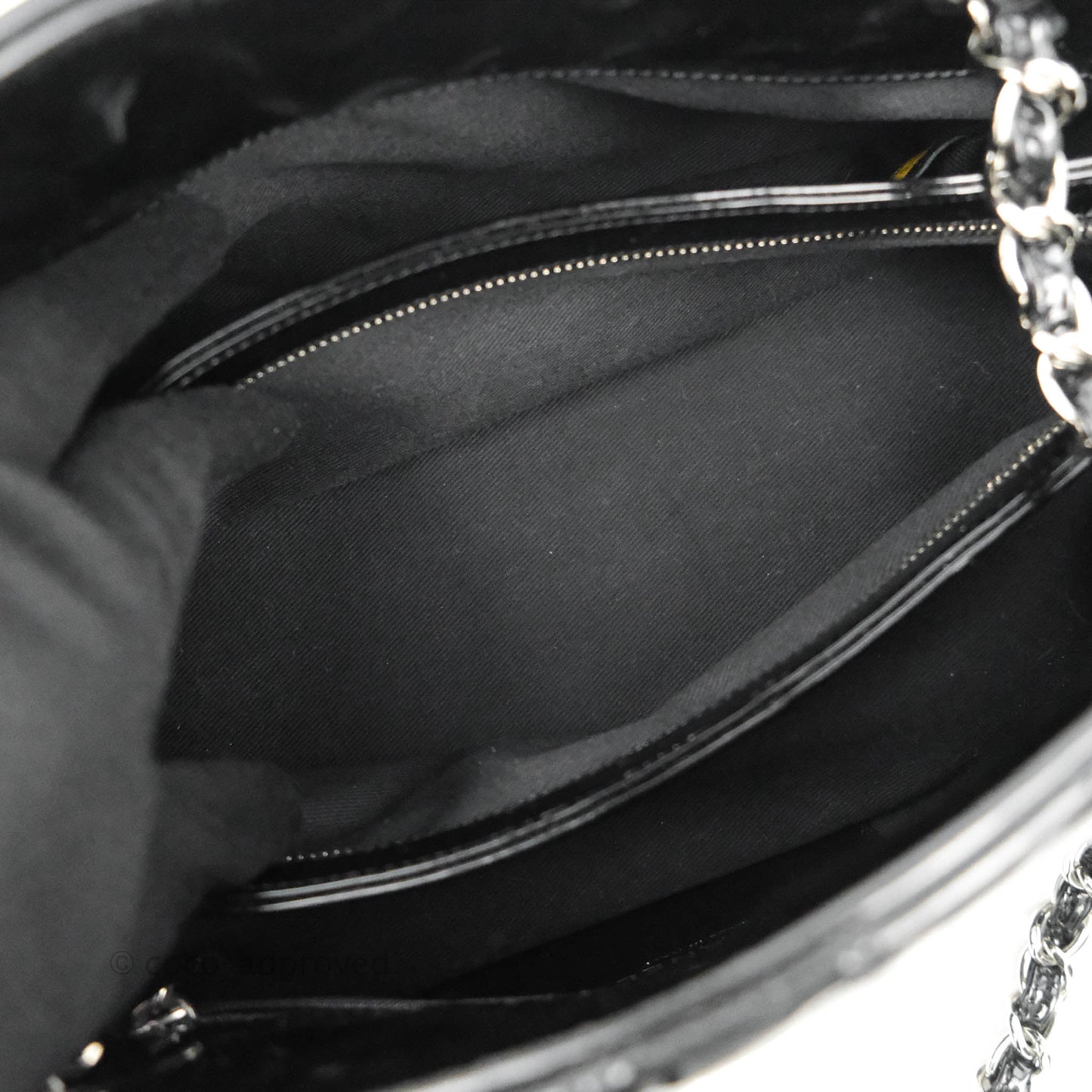 Chanel Mademoiselle Medium Bowling Black Patent Leather Silver Hardware