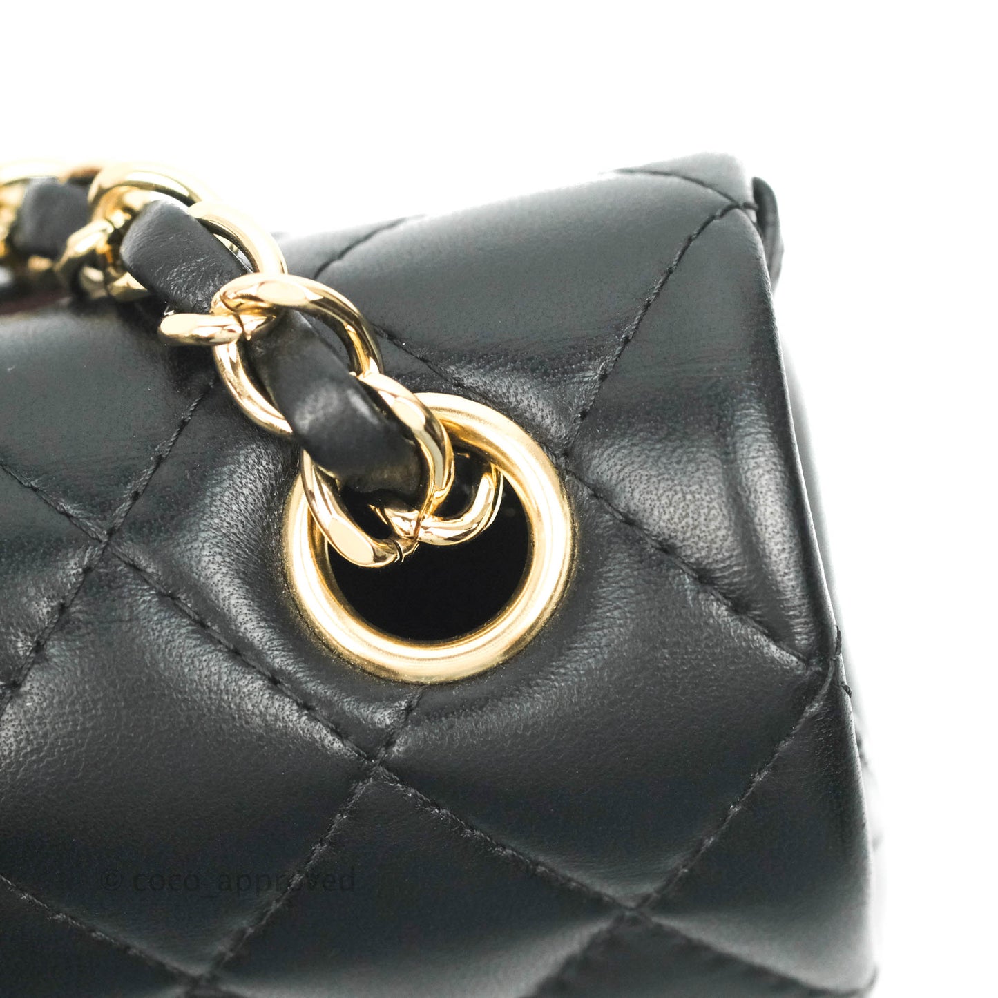 Chanel Quilted Mini Rectangular Black Lambskin Gold Hardware