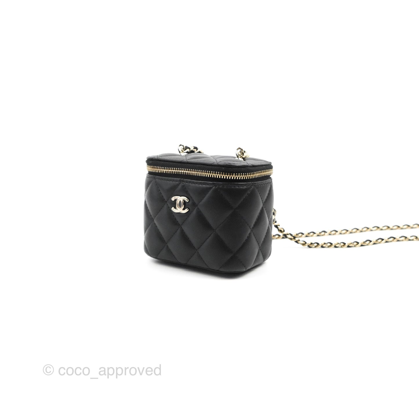 Chanel Mini Ball Crush Vanity With Chain Black Lambskin Gold Hardware