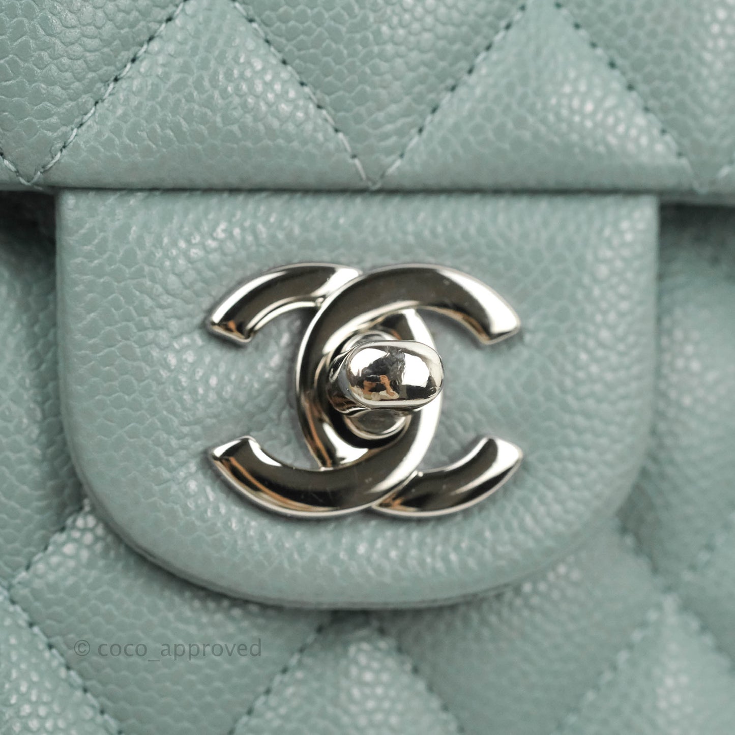 Chanel Small Classic Quilted Flap Light Blue Caviar Silver Hardware 20B