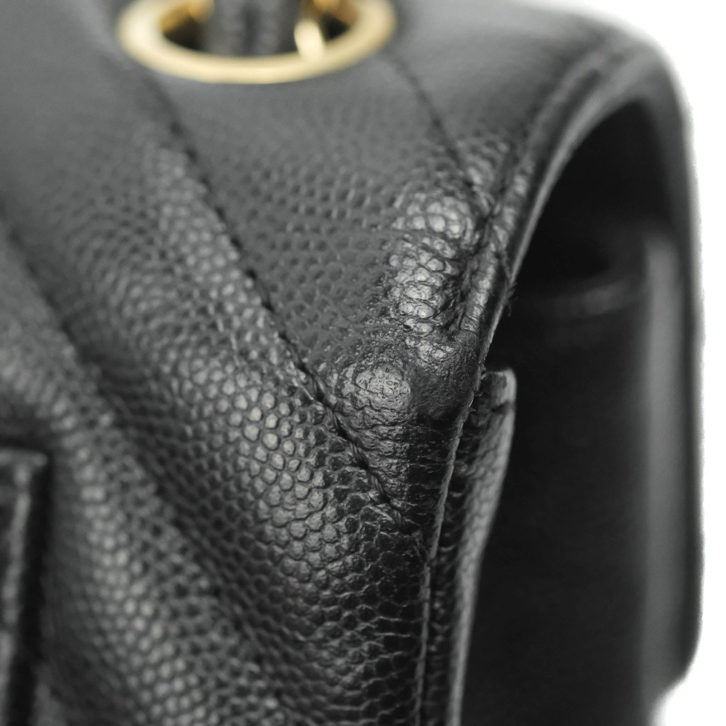 Chanel Chevron Mini Rectangular Flap Black Caviar Gold Hardware