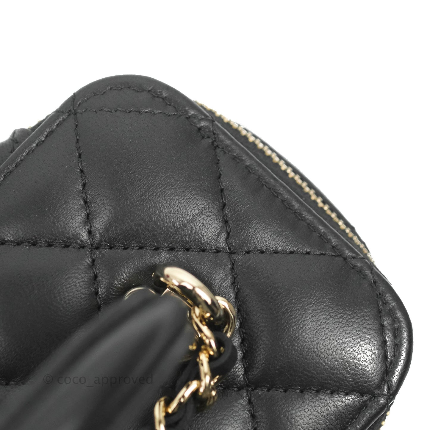 Chanel Vanity Rectangular Top Handle Black Lambskin Gold Hardware
