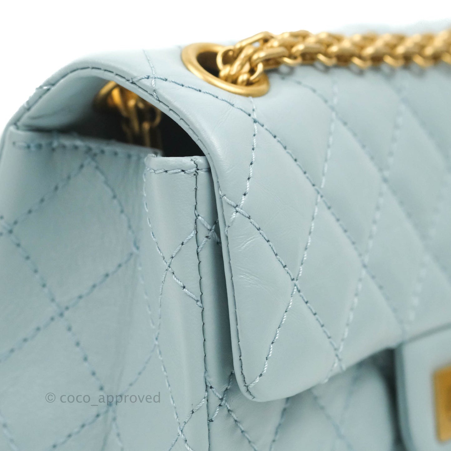 Chanel Mini Reissue 224 Light Blue Aged Calfskin Aged Gold Hardware