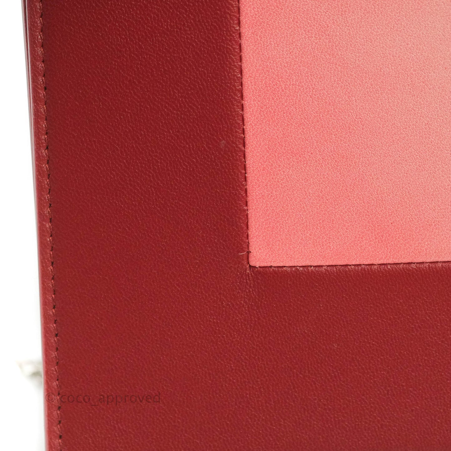 Celine Frame Evening Clutch On Chain Red Pink Smooth Lambskin Silver Hardware